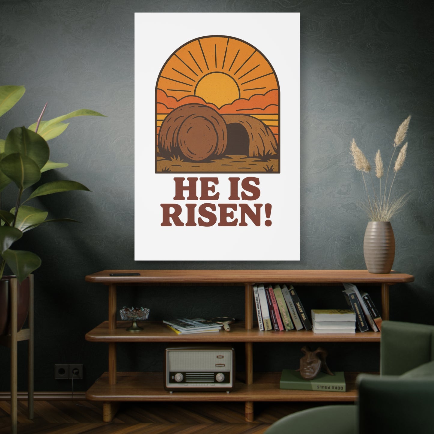 He Is Risen Wall Art | The Empty Tomb Christian Poster – Resurrection Morning Decor.