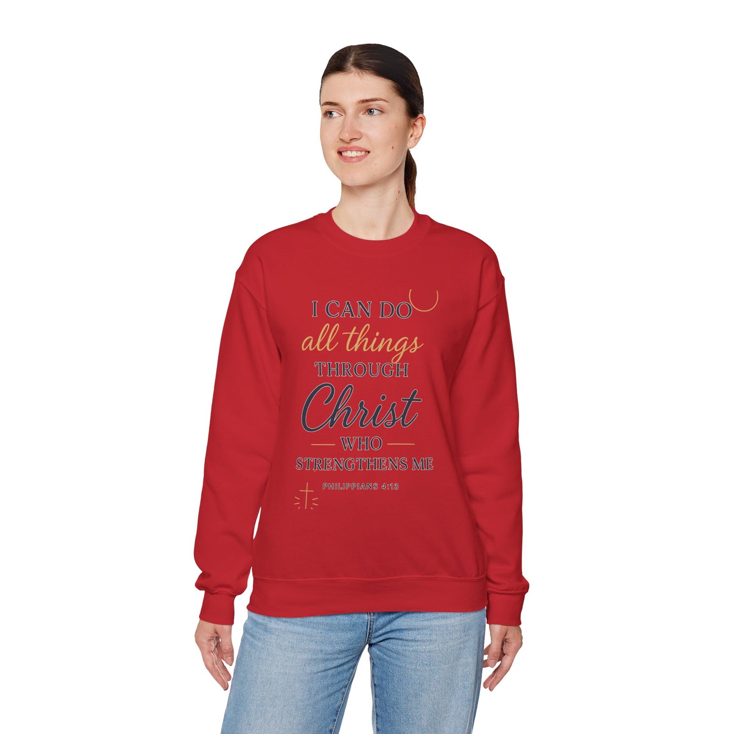 Inspirational Christian Sweatshirt | I Can Do All Things Through Christ | Unisex Crewneck | Faith-Based Gift