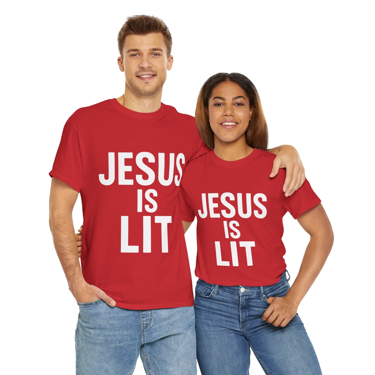Jesus Is Lit Heavy Cotton Tee | Bold Christian Streetwear