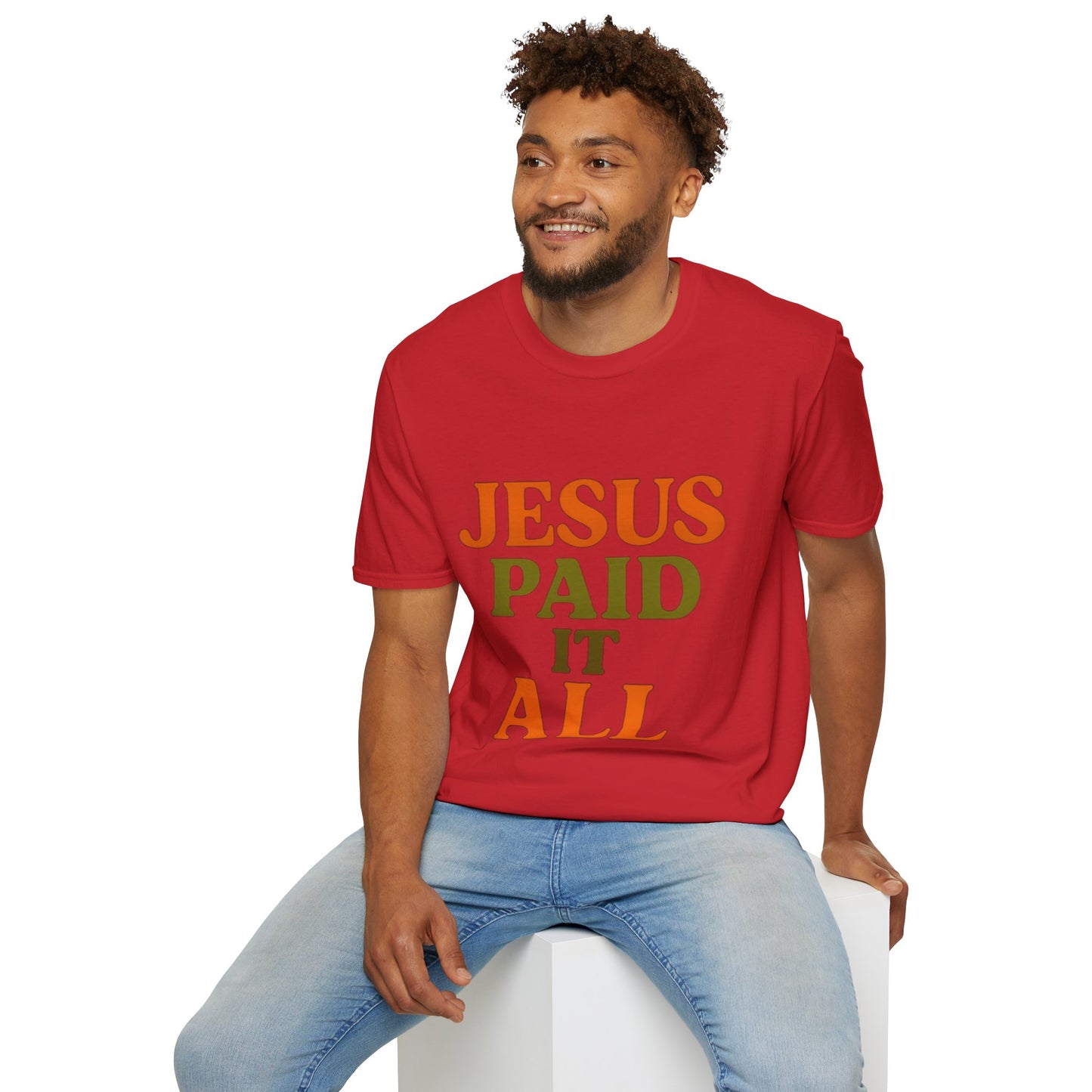 Jesus Paid It All Christian T-Shirt – Softstyle Hymn-Inspired Faith Tee for Women & Men.