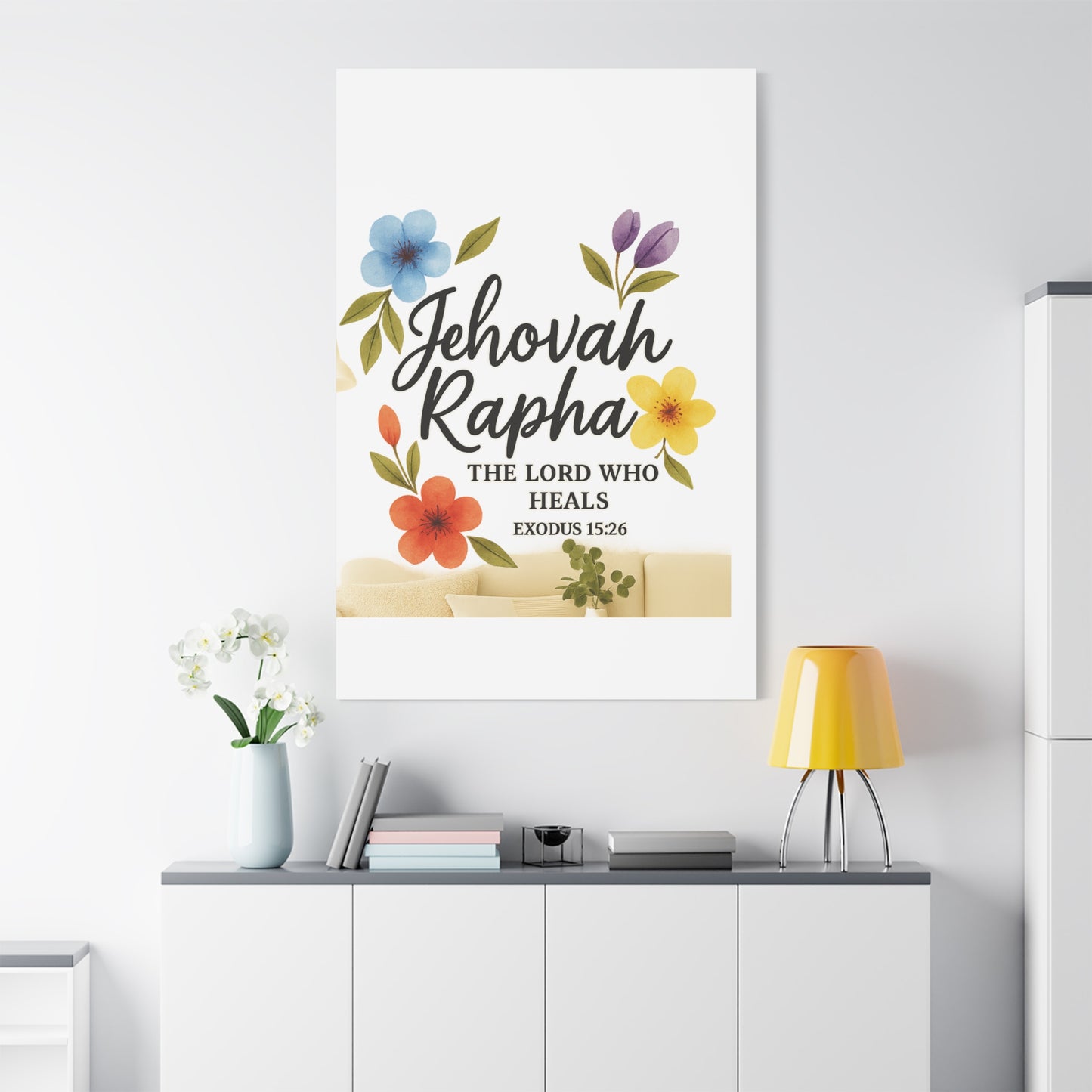 Jehovah Rapha Wall Art – The Lord Who Heals | Exodus 15:26 Christian Decor