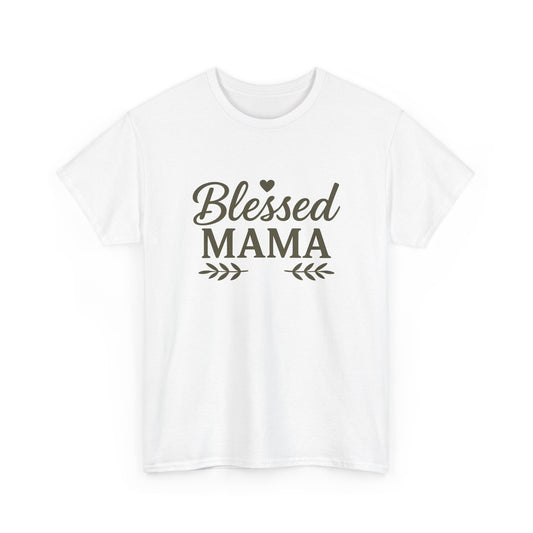 Blessed Mama Heavy Cotton Tee – Christian Faith Shirt for Moms | Soft & Stylish Everyday Wear