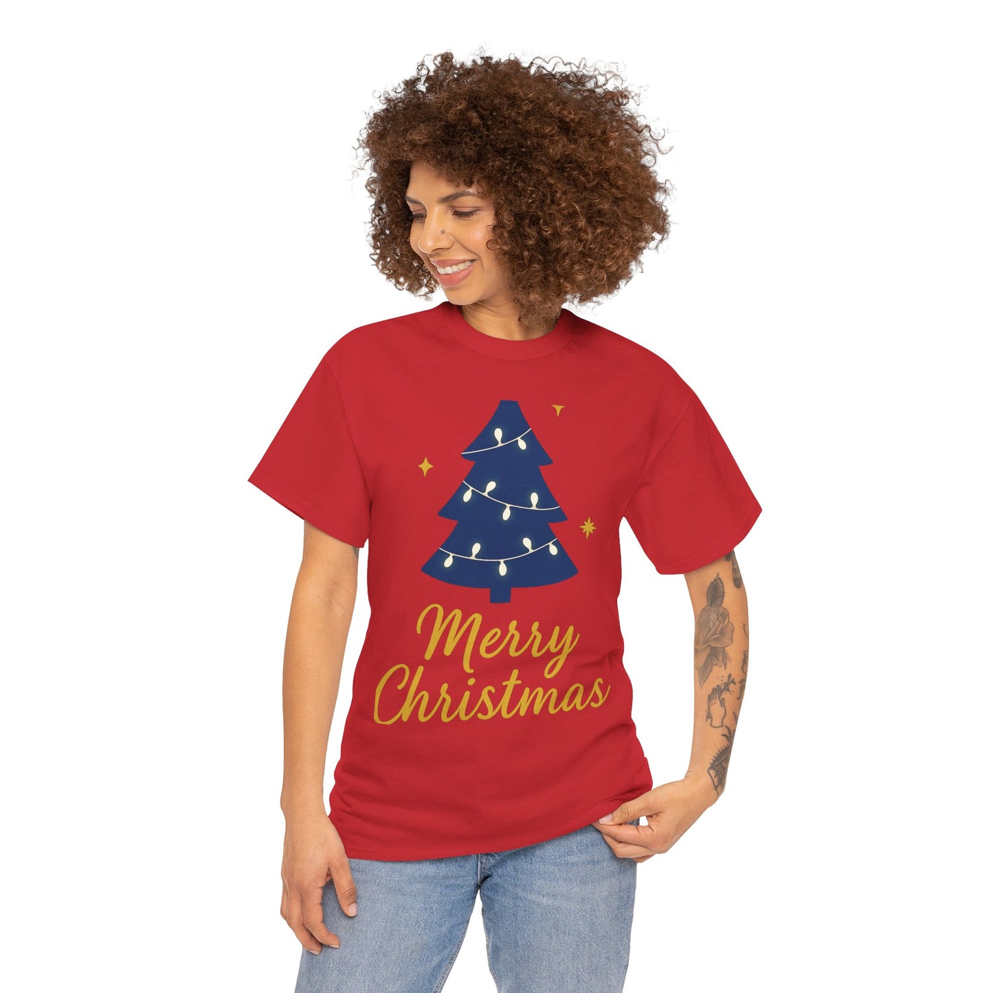 Merry Christmas Unisex Heavy Cotton Tee – Faith-Inspired Holiday Shirt