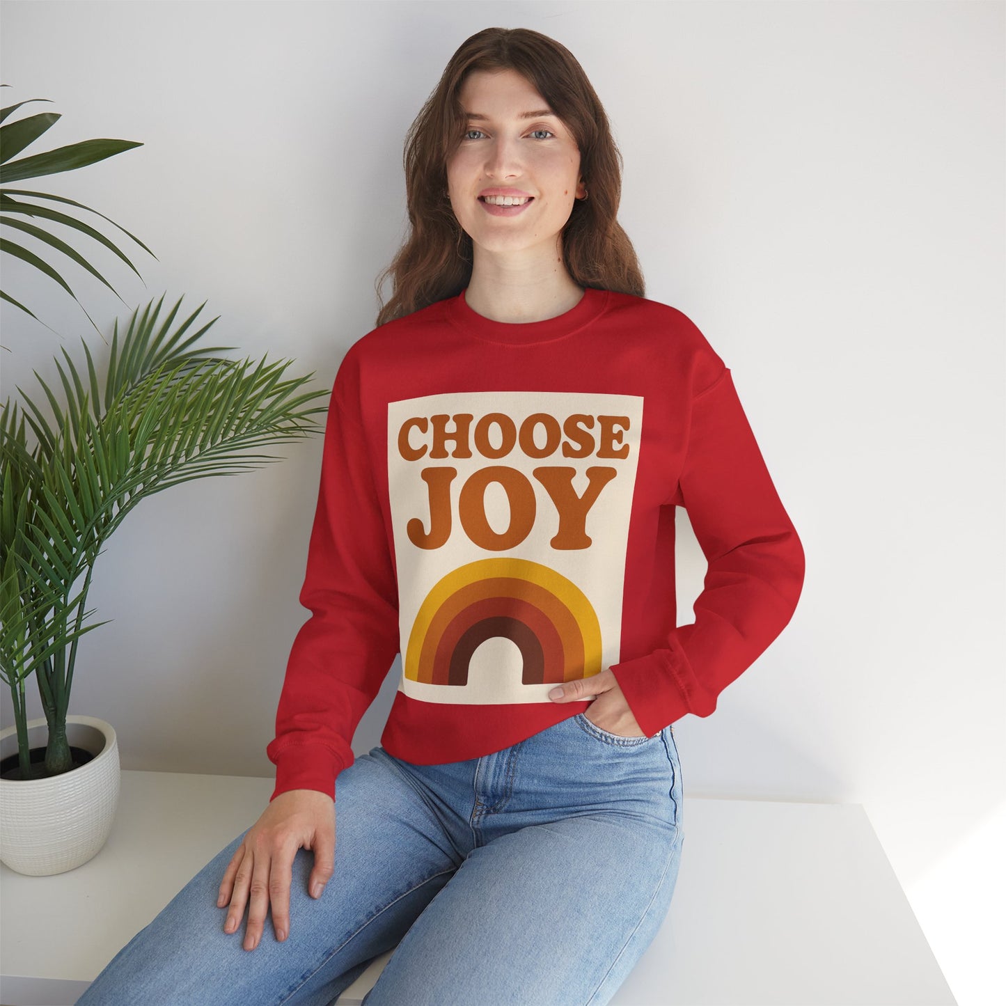 Choose Joy Rainbow Crewneck Sweatshirt, Unisex Sweatshirt, Motivational Gift, Cozy Layer, Fall Fashion, Positive Vibes