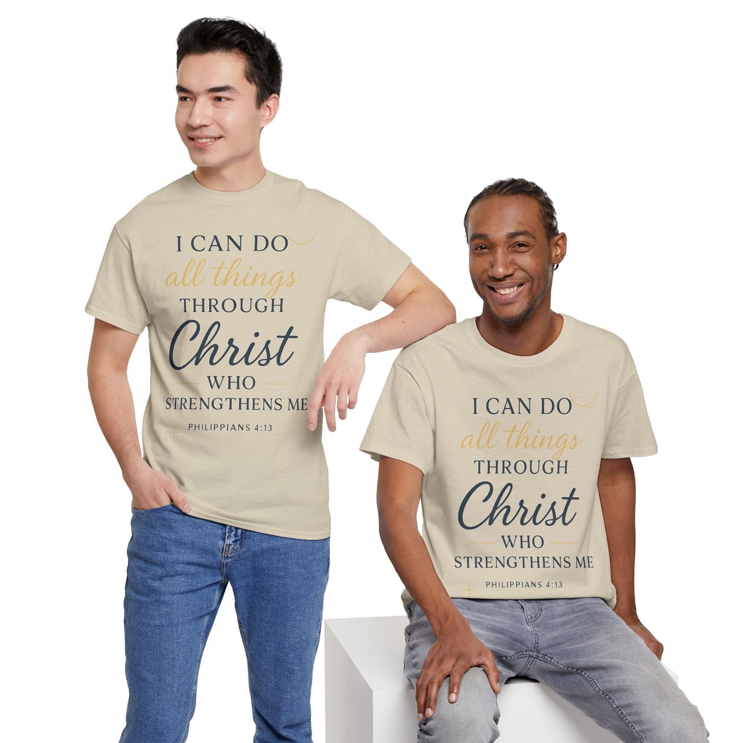 Inspirational Christian T-Shirt, I can do all things through christ -Motivational Quote Tee, Faith-Based Apparel, Bible Verse Shirt, Perfect Gift for Believers