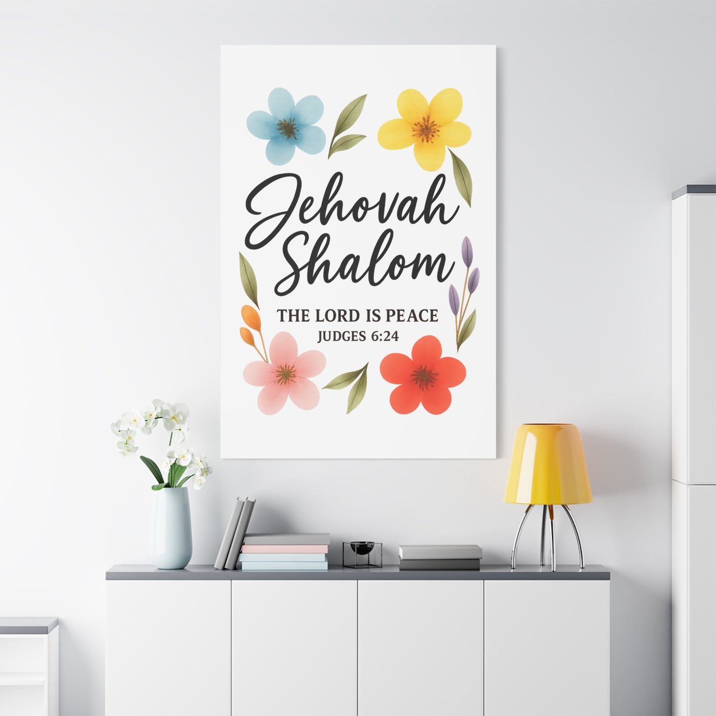 Jehovah Shalom Wall Art – The Lord Is Peace | Judges 6:24 Christian Decor -Matte Canvas, Stretched, 1.25"