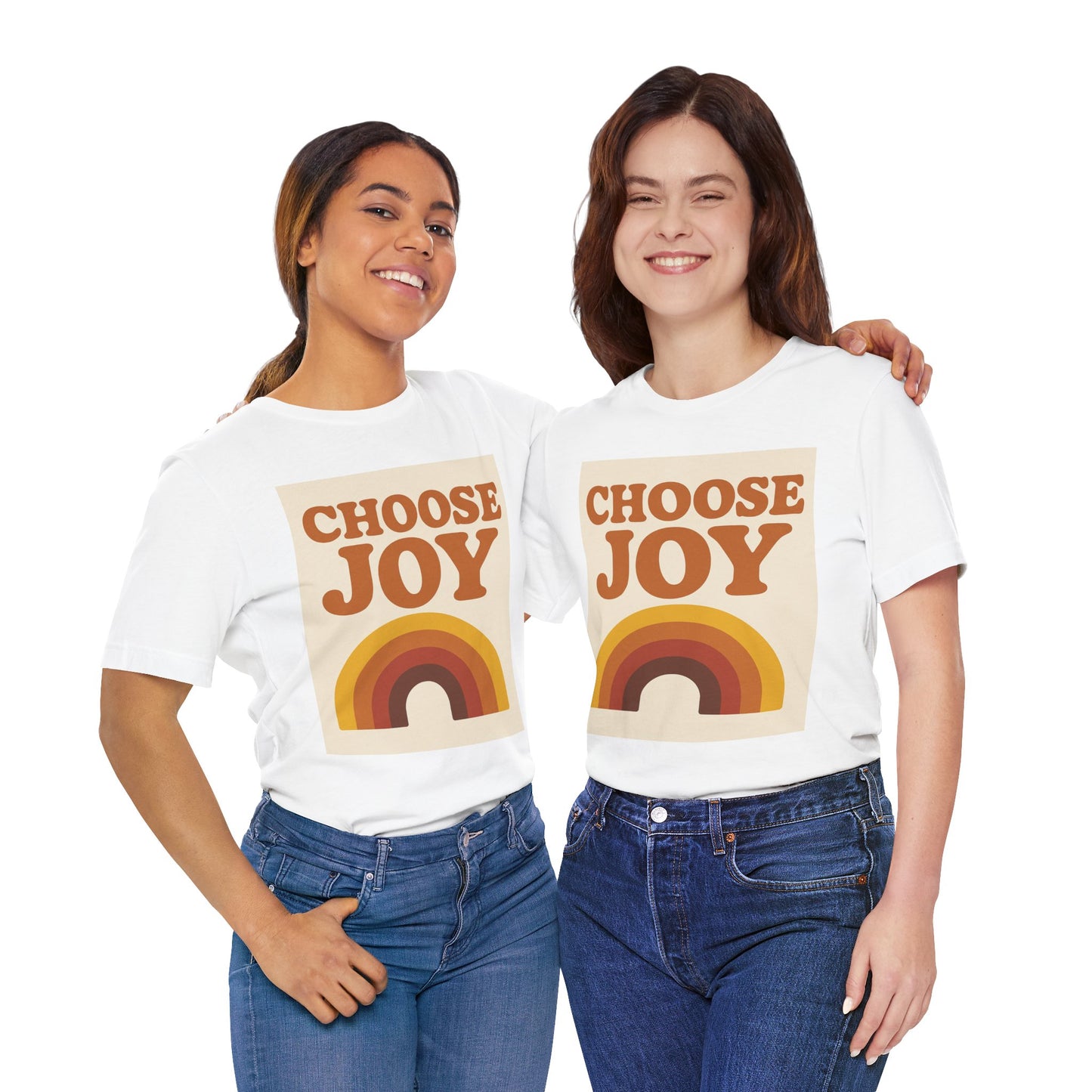 Retro Rainbow Choose Joy Tee, Unisex T-Shirt, Positive Vibes Shirt, Gift for Her, Summer Clothing, Joyful Apparel
