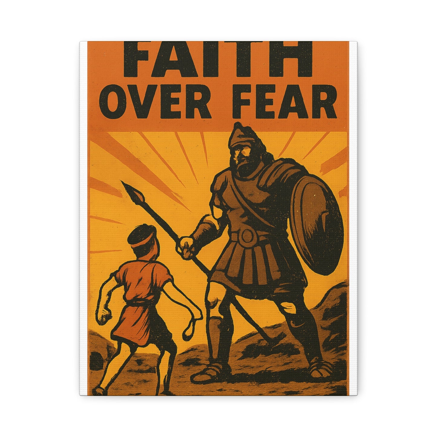 David and Goliath Wall Art | Faith Over Fear Christian Poster.