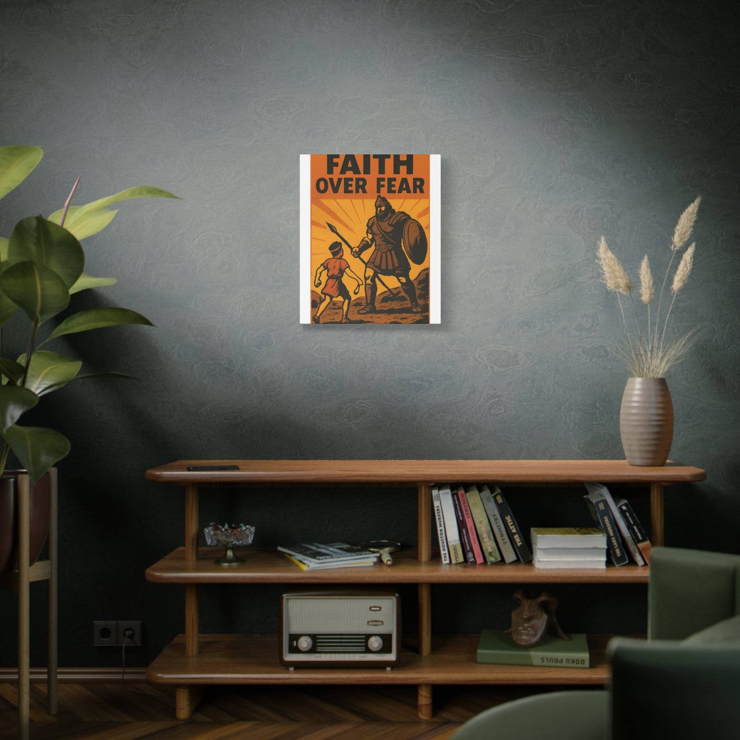 David and Goliath Wall Art | Faith Over Fear Christian Poster.