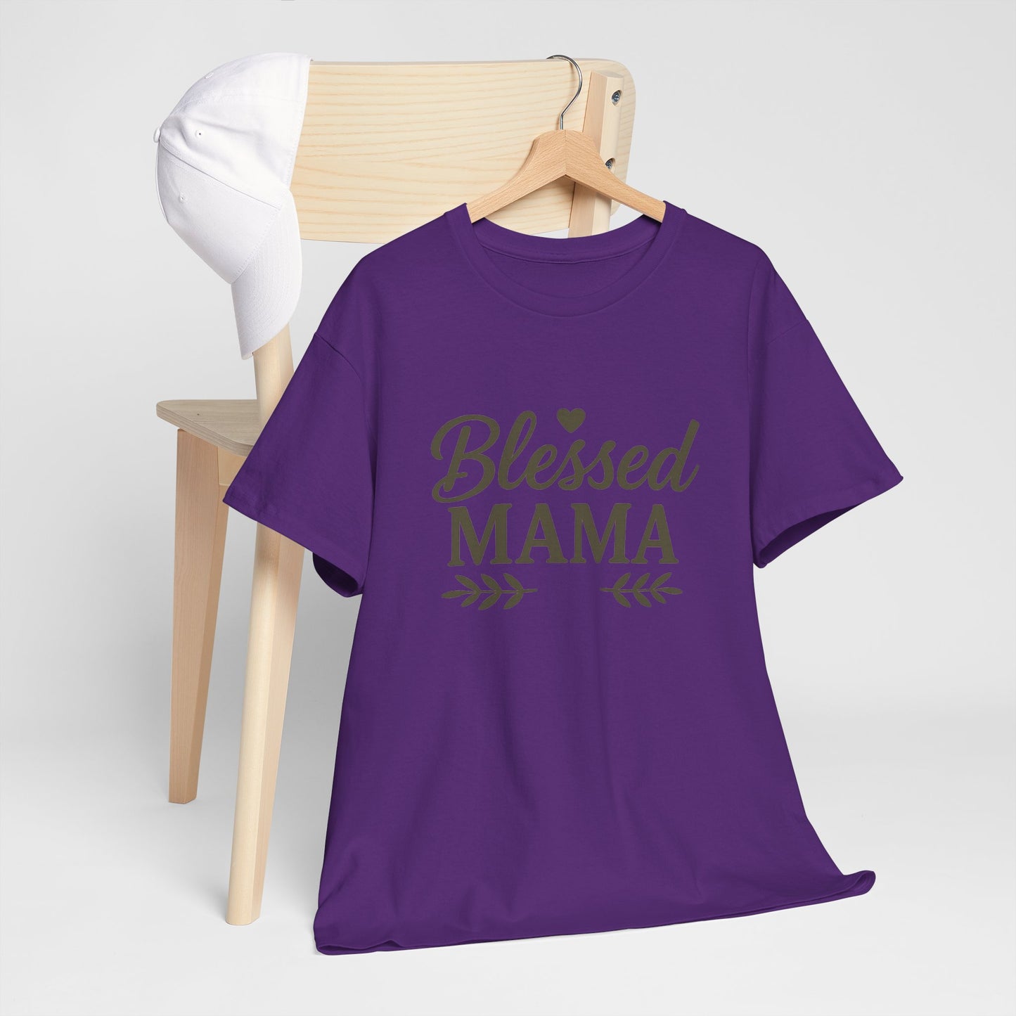 Blessed Mama Heavy Cotton Tee – Christian Faith Shirt for Moms | Soft & Stylish Everyday Wear