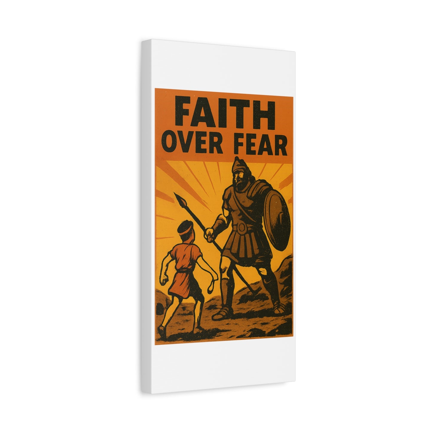 David and Goliath Wall Art | Faith Over Fear Christian Poster.