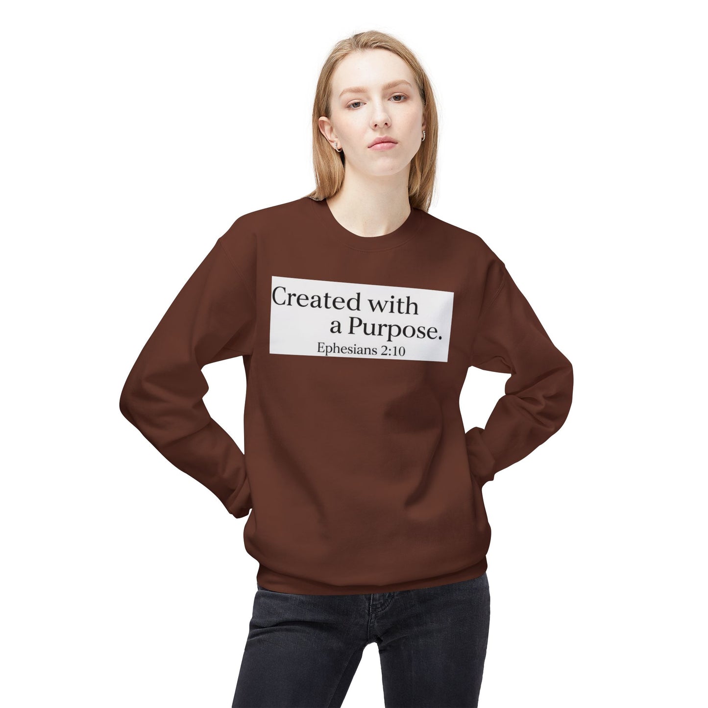 Unisex Inspirational Sweatshirt - Created with a Purpose, Ephesians 2:10, Cozy Gift for Faith Lovers, Casual Wear, Christian Apparel, [...]