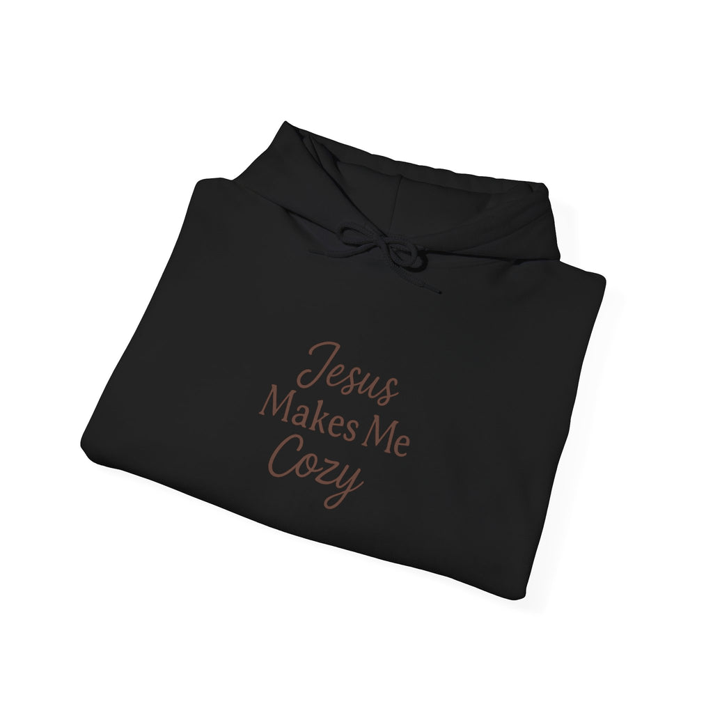 Jesus Makes Me Cozy Hooded Sweatshirt | Christian Faith Hoodie | Lexad Designs I Comfort Pullover