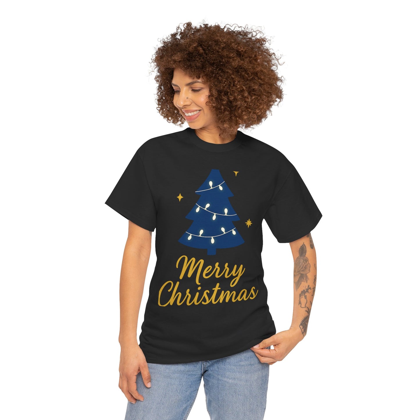 Merry Christmas Unisex Heavy Cotton Tee – Faith-Inspired Holiday Shirt