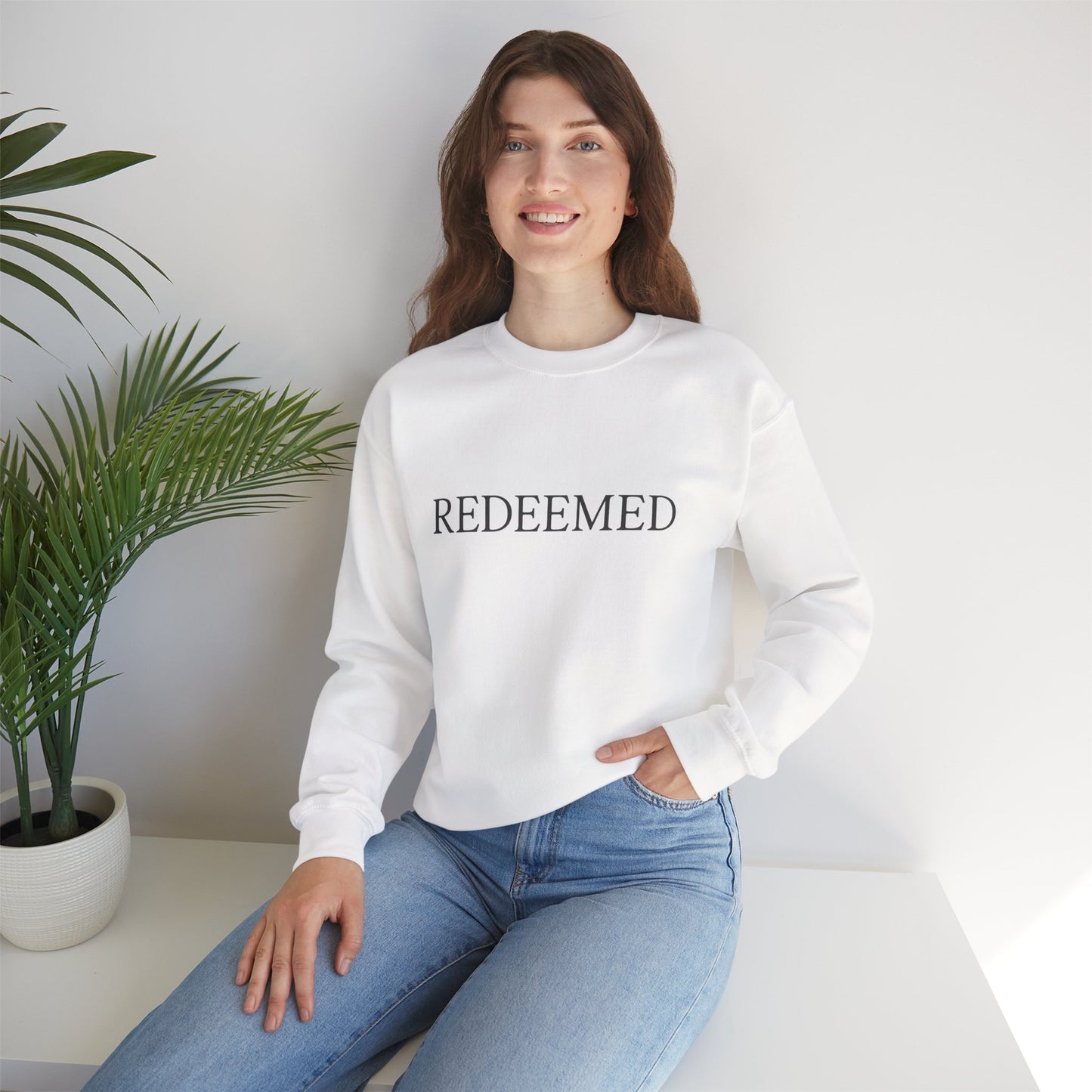 Redeemed Unisex Heavy Blend Crewneck Sweatshirt | Faith Apparel
