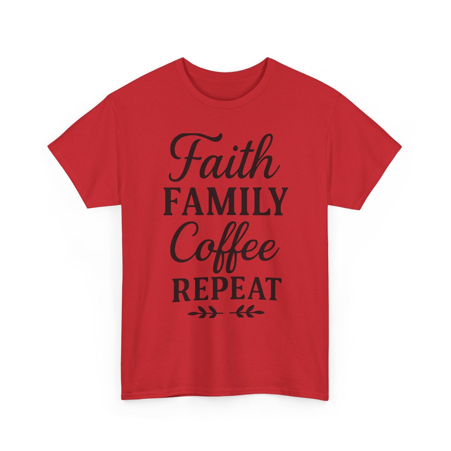 Faith Family Coffee Repeat Unisex Heavy Cotton Tee – Christian Lifestyle Shirt for Everyday Inspiration