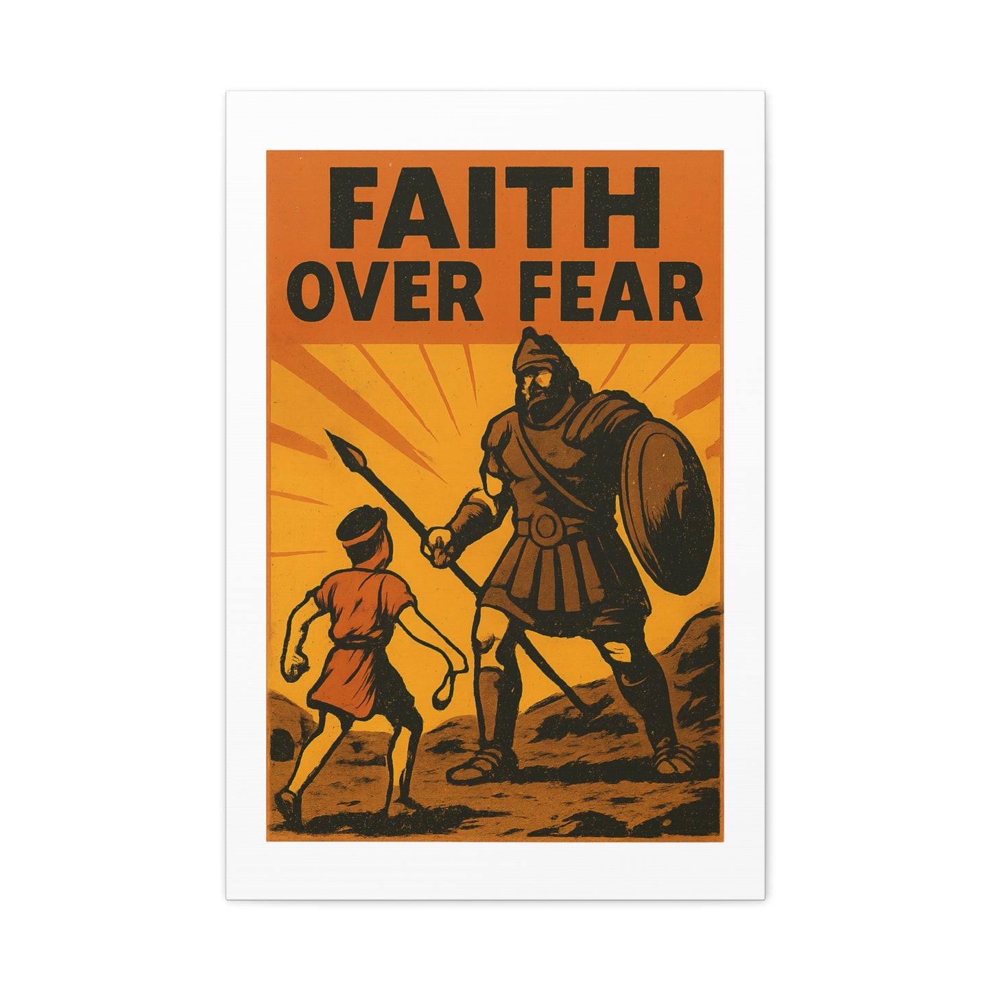 David and Goliath Wall Art | Faith Over Fear Christian Poster.