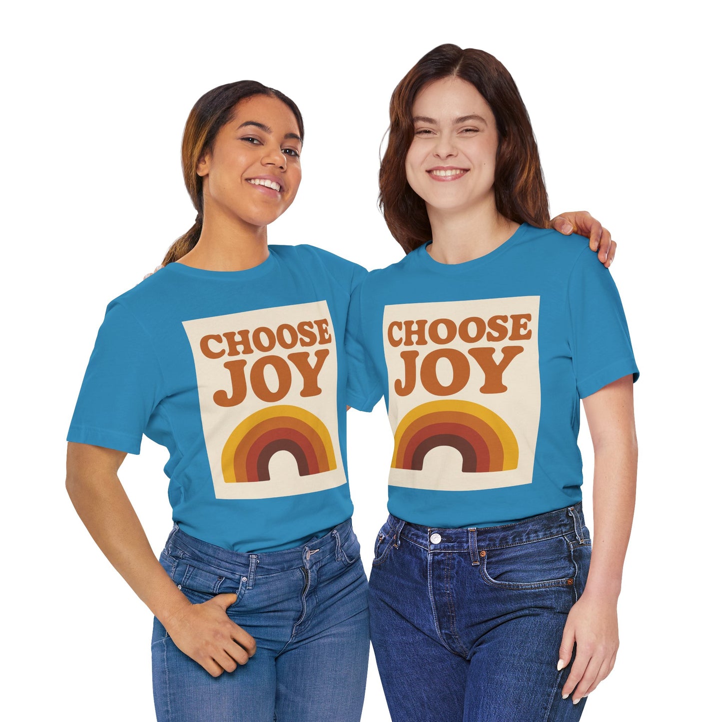 Retro Rainbow Choose Joy Tee, Unisex T-Shirt, Positive Vibes Shirt, Gift for Her, Summer Clothing, Joyful Apparel