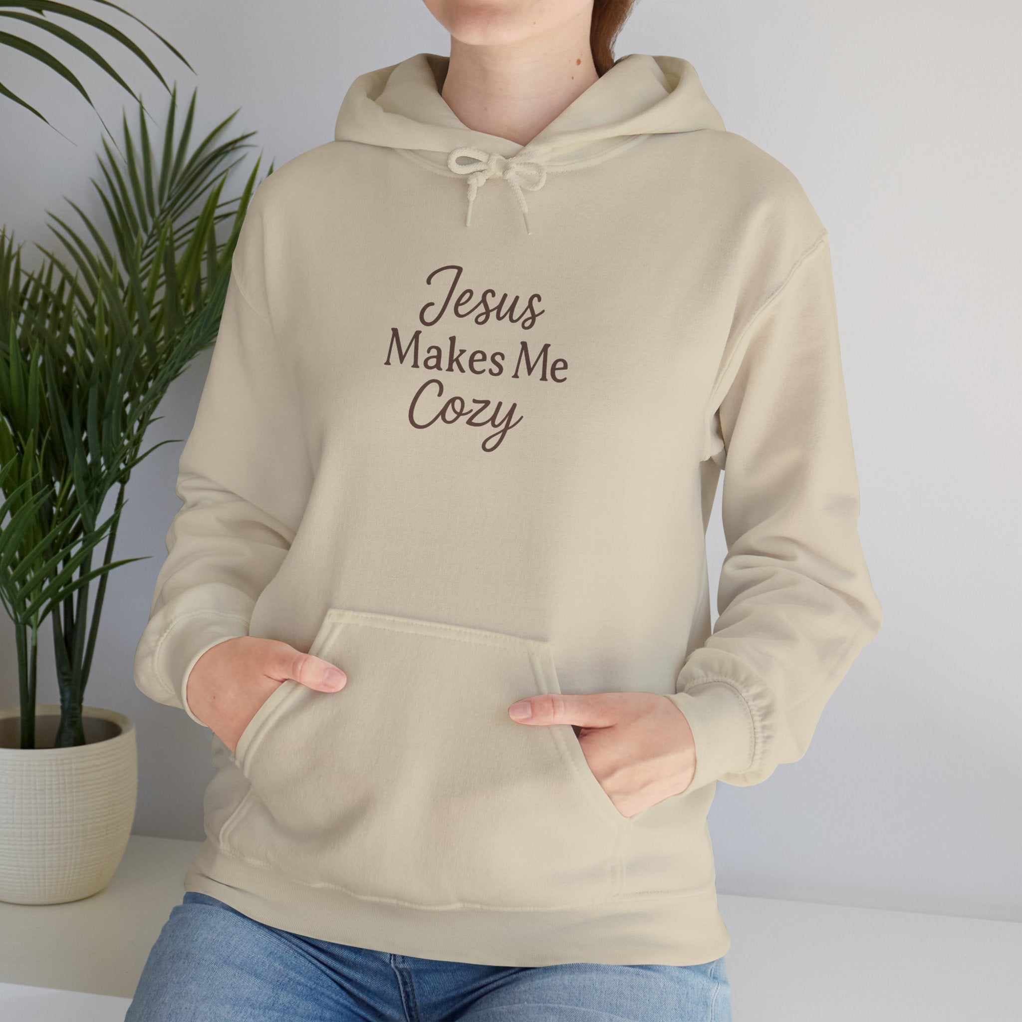 Jesus Makes Me Cozy Hooded Sweatshirt | Christian Faith Hoodie | Lexad Designs I Comfort Pullover