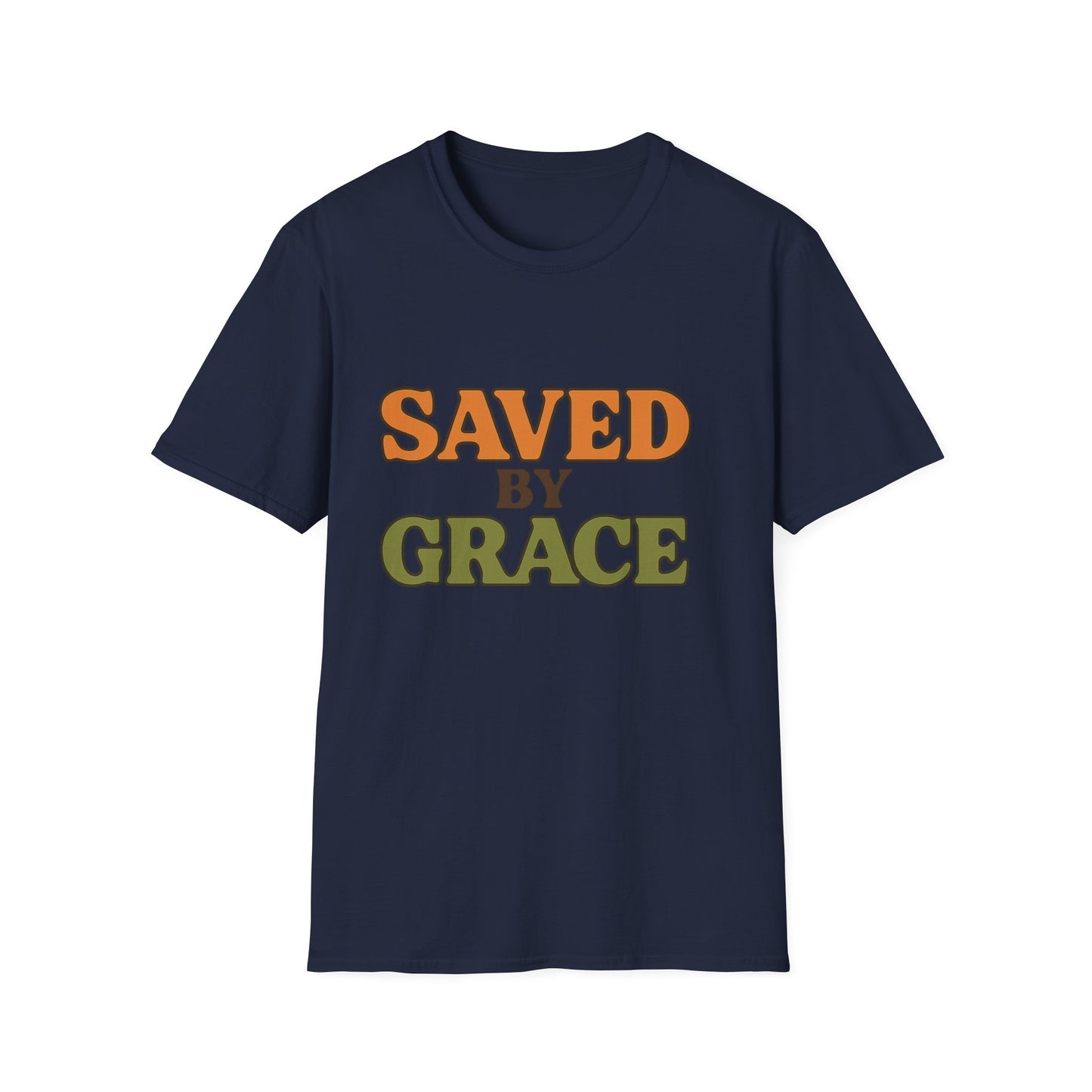 Saved by Grace Christian T-Shirt – Softstyle Faith Tee for Women & Men.