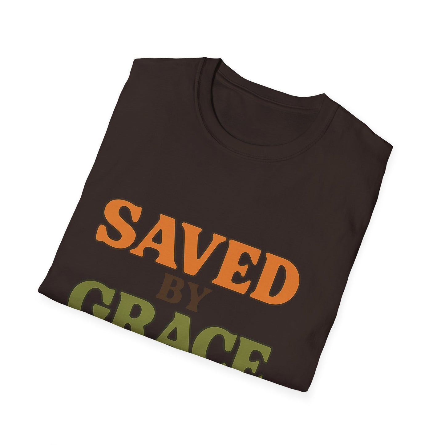 Saved by Grace Christian T-Shirt – Softstyle Faith Tee for Women & Men.