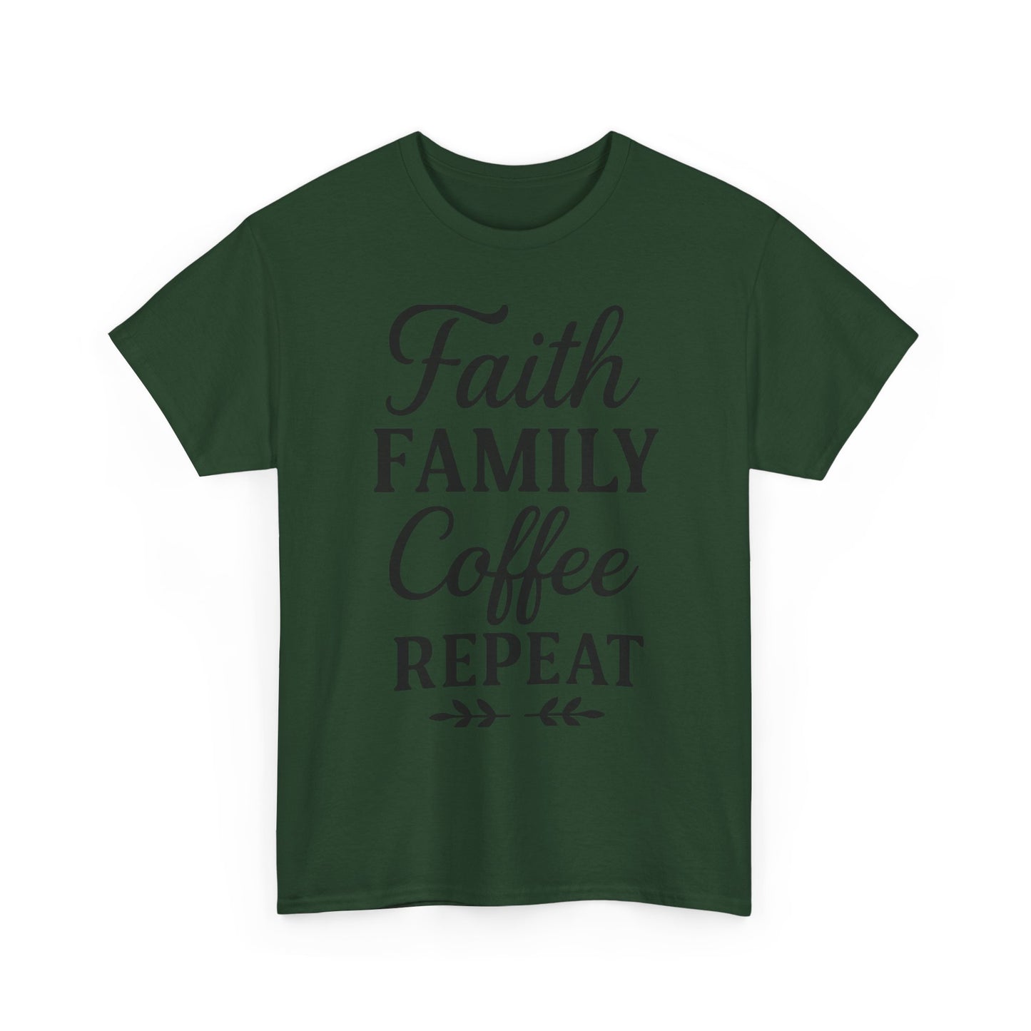 Faith Family Coffee Repeat Unisex Heavy Cotton Tee – Christian Lifestyle Shirt for Everyday Inspiration