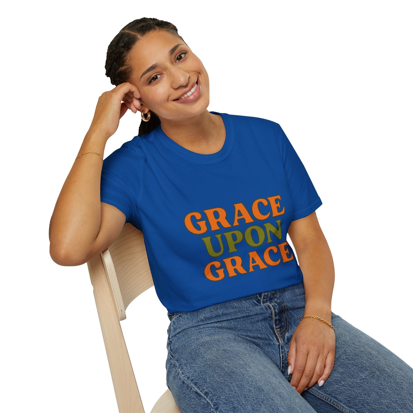 Grace Upon Grace Christian T-Shirt – Softstyle Jesus-Inspired Faith Tee for Women & Men.