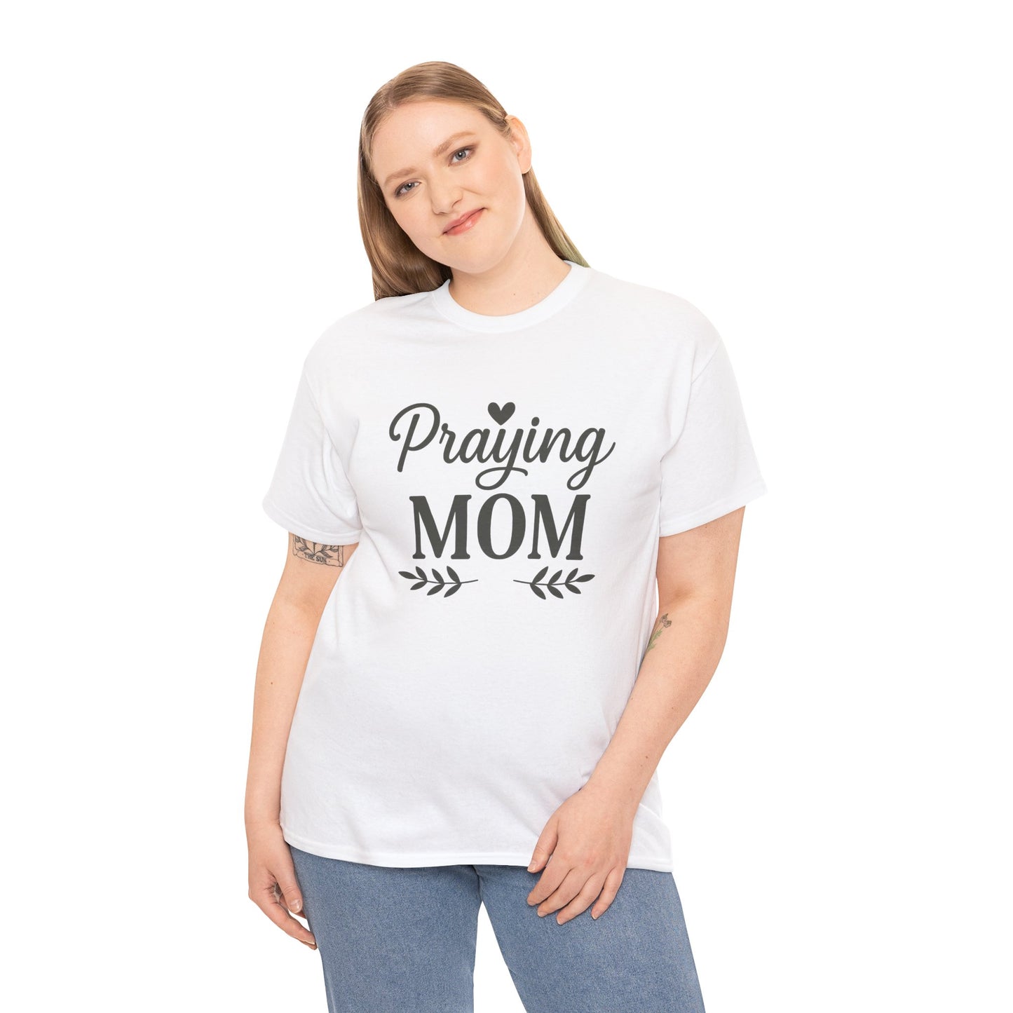 Praying Mom Unisex Heavy Cotton Tee – Christian Faith Shirt for Moms | Bold & Blessed Apparel