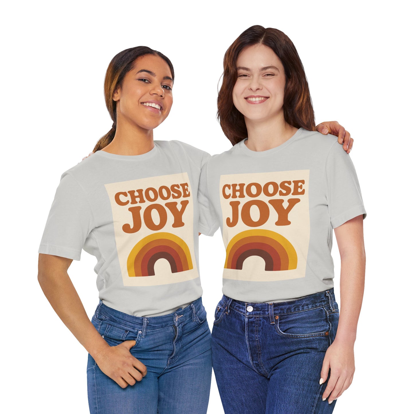 Retro Rainbow Choose Joy Tee, Unisex T-Shirt, Positive Vibes Shirt, Gift for Her, Summer Clothing, Joyful Apparel