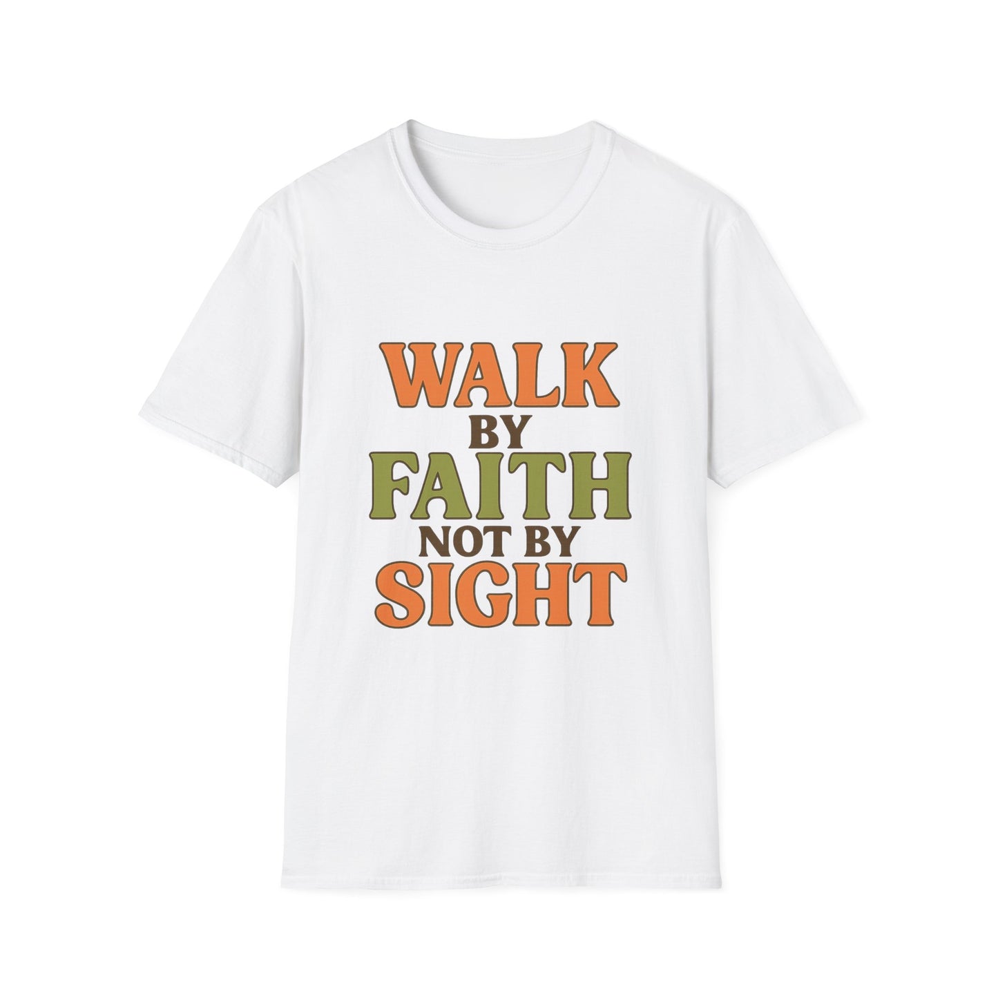 Walk by Faith Not by Sight Christian T-Shirt – Inspirational Bible Verse Tee for Women & Men.