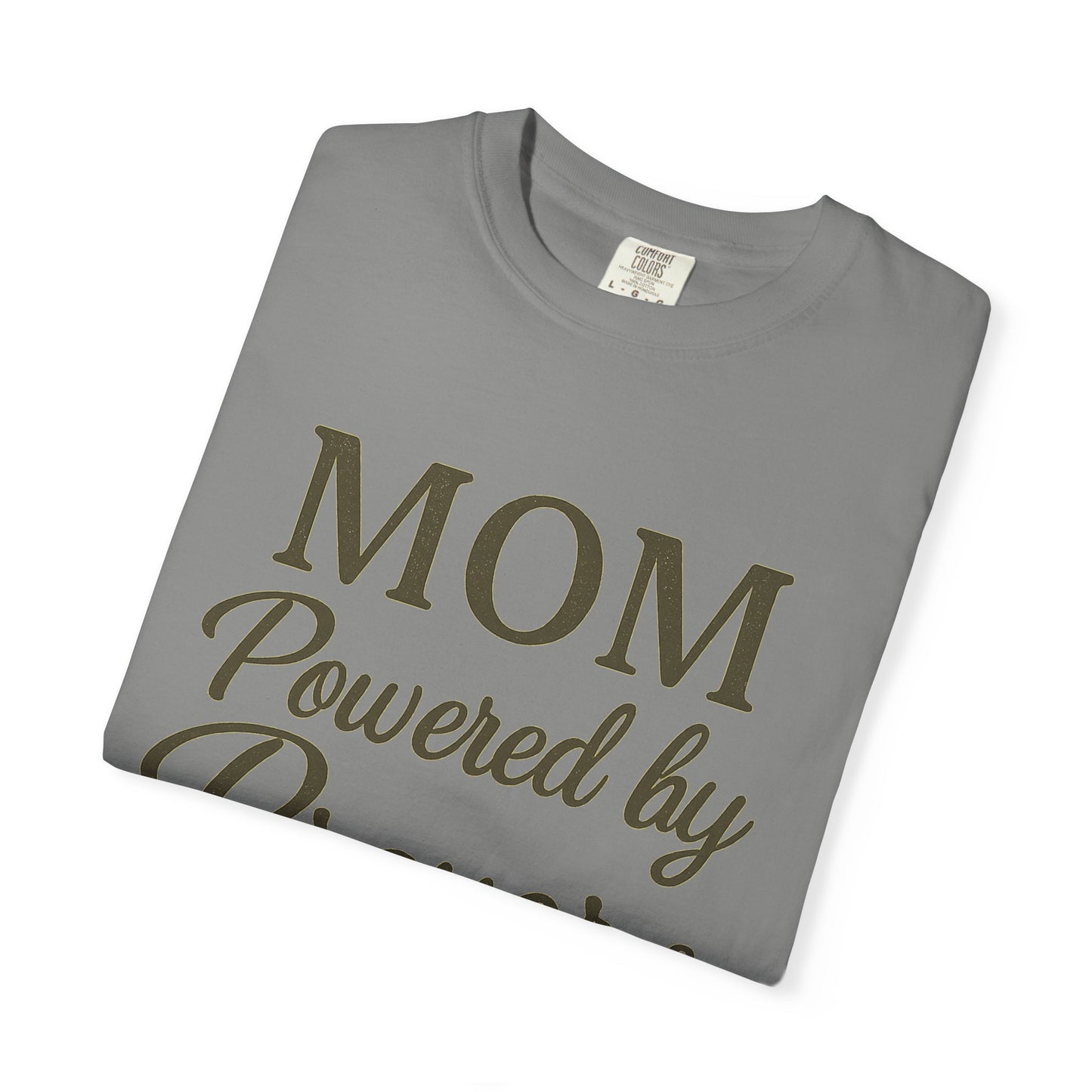 Mom Powered by Prayer & Coffee T-Shirt – Christian Faith Tee for Moms | Bold & Cozy Everyday Wear
