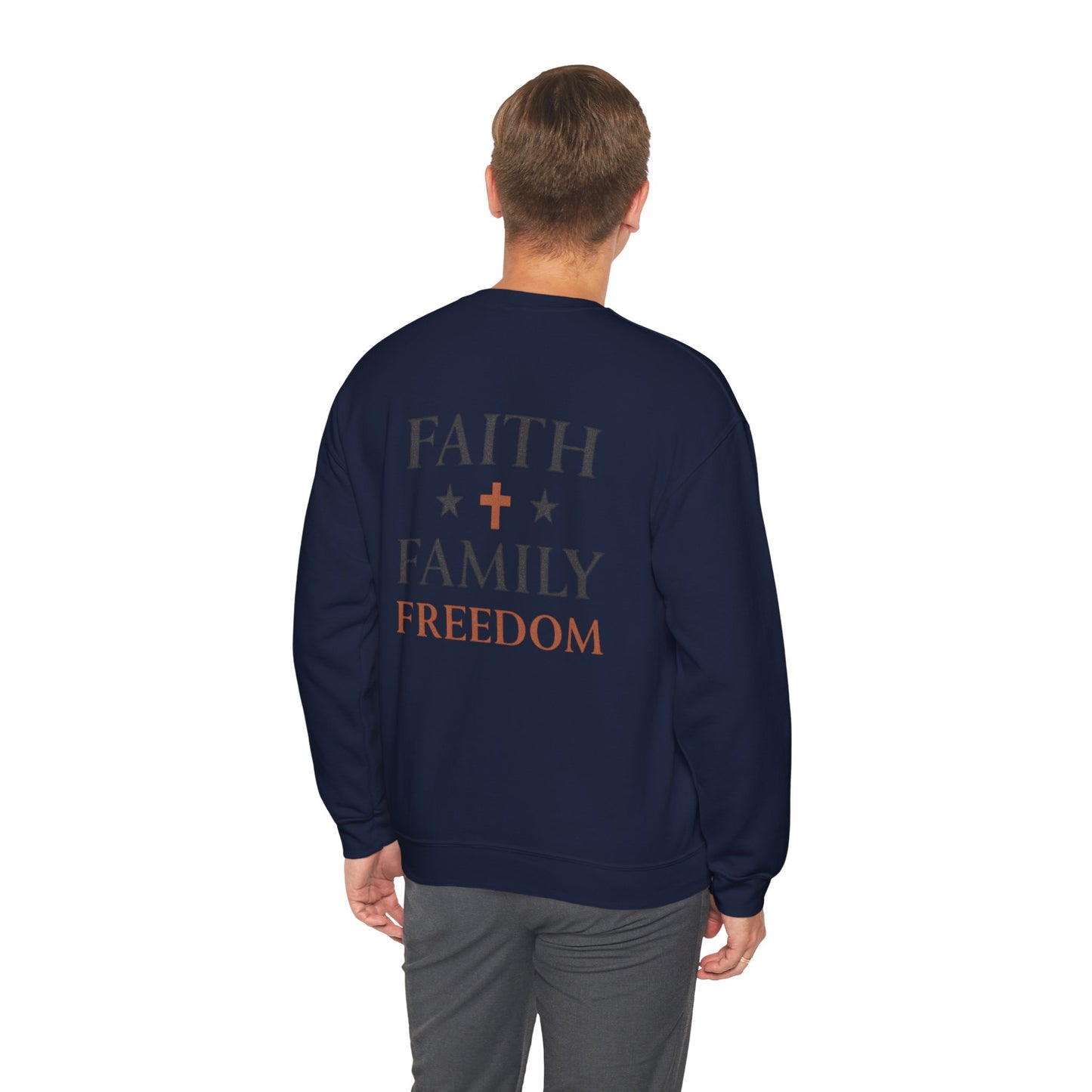 Faith Family Freedom Sweatshirt, Cozy Unisex Crewneck, Ideal Gift for Holidays, Casual Everyday Wear, Religious Apparel
