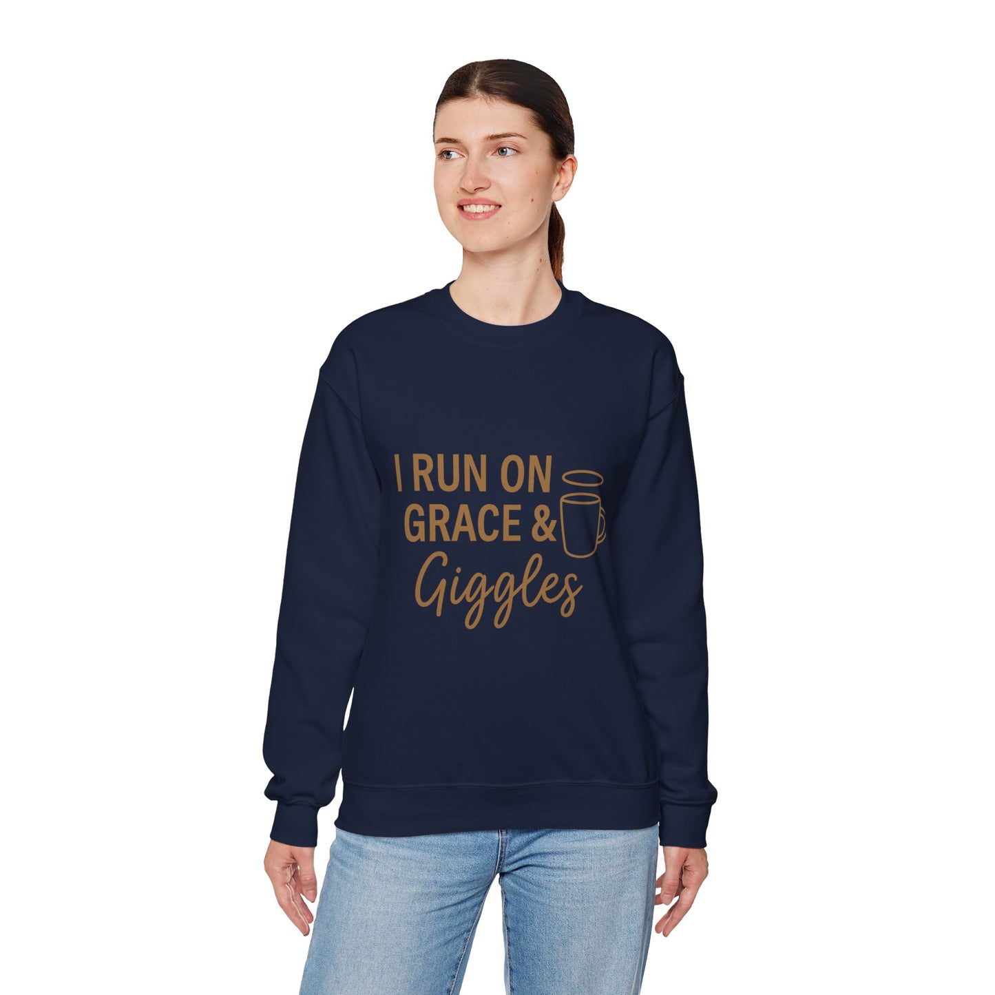 “I Run on Grace and Giggles Unisex Christian Sweatshirt”