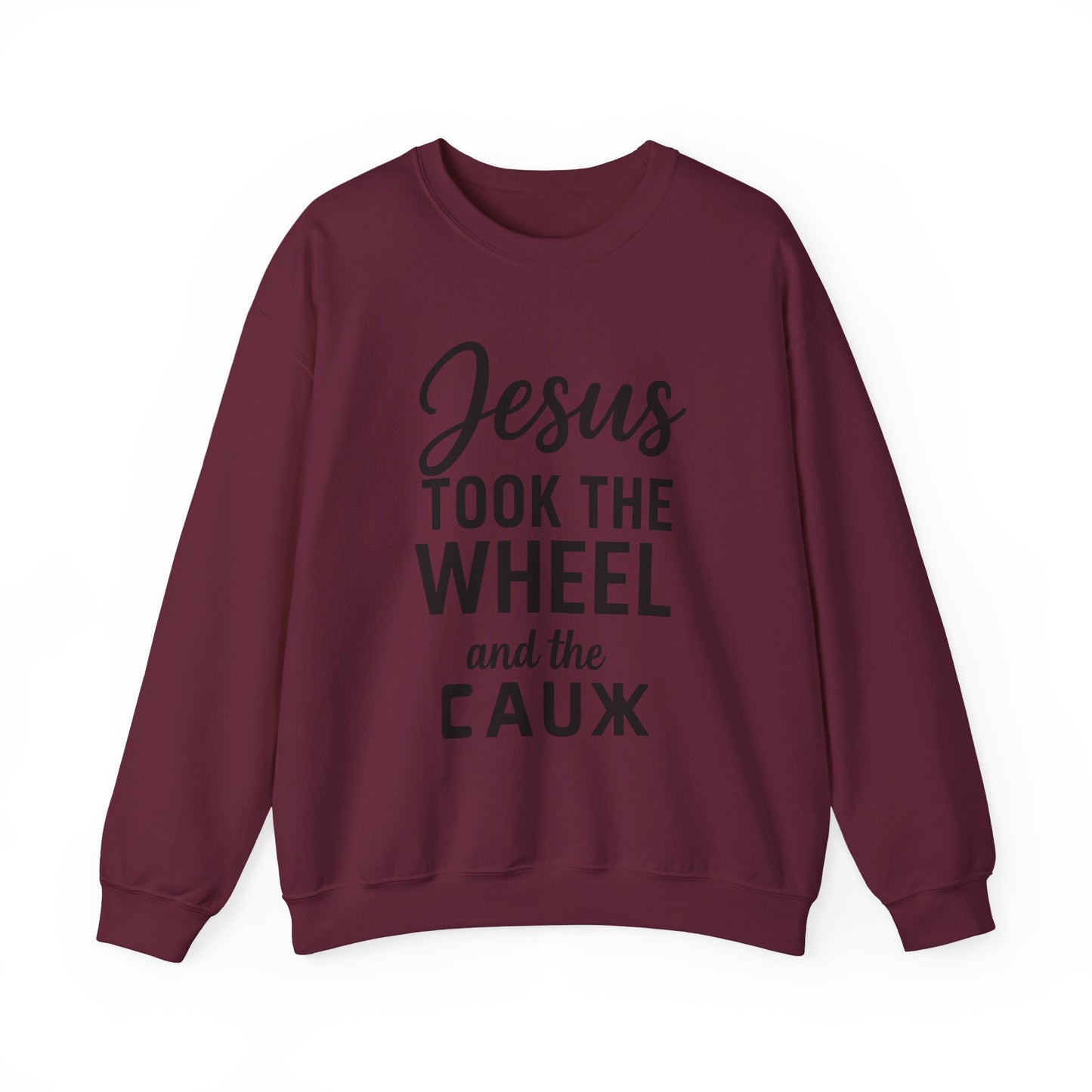 Jesus Took the Wheel and the Aux Unisex Christian Sweatshirt | Faith-Inspired Humor