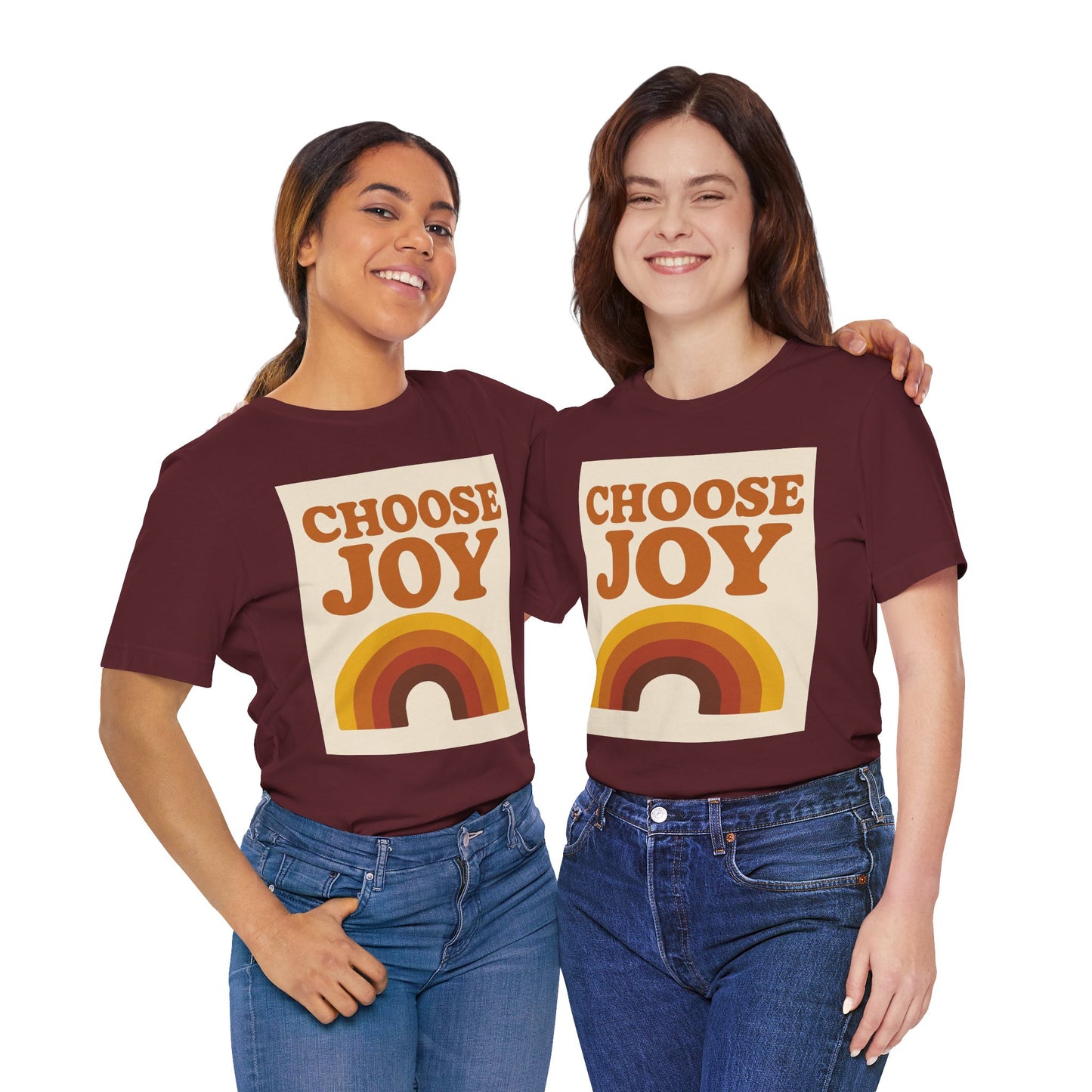 Retro Rainbow Choose Joy Tee, Unisex T-Shirt, Positive Vibes Shirt, Gift for Her, Summer Clothing, Joyful Apparel