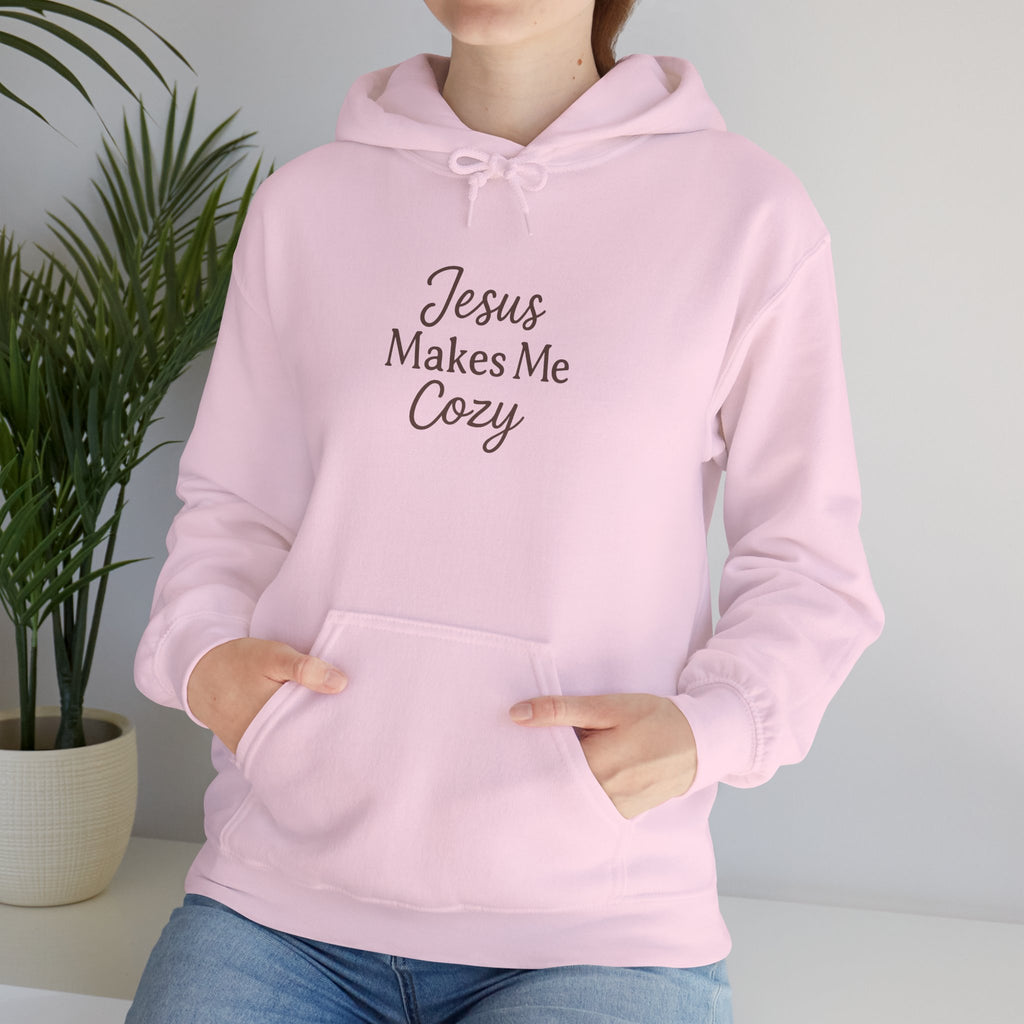 Jesus Makes Me Cozy Hooded Sweatshirt | Christian Faith Hoodie | Lexad Designs I Comfort Pullover
