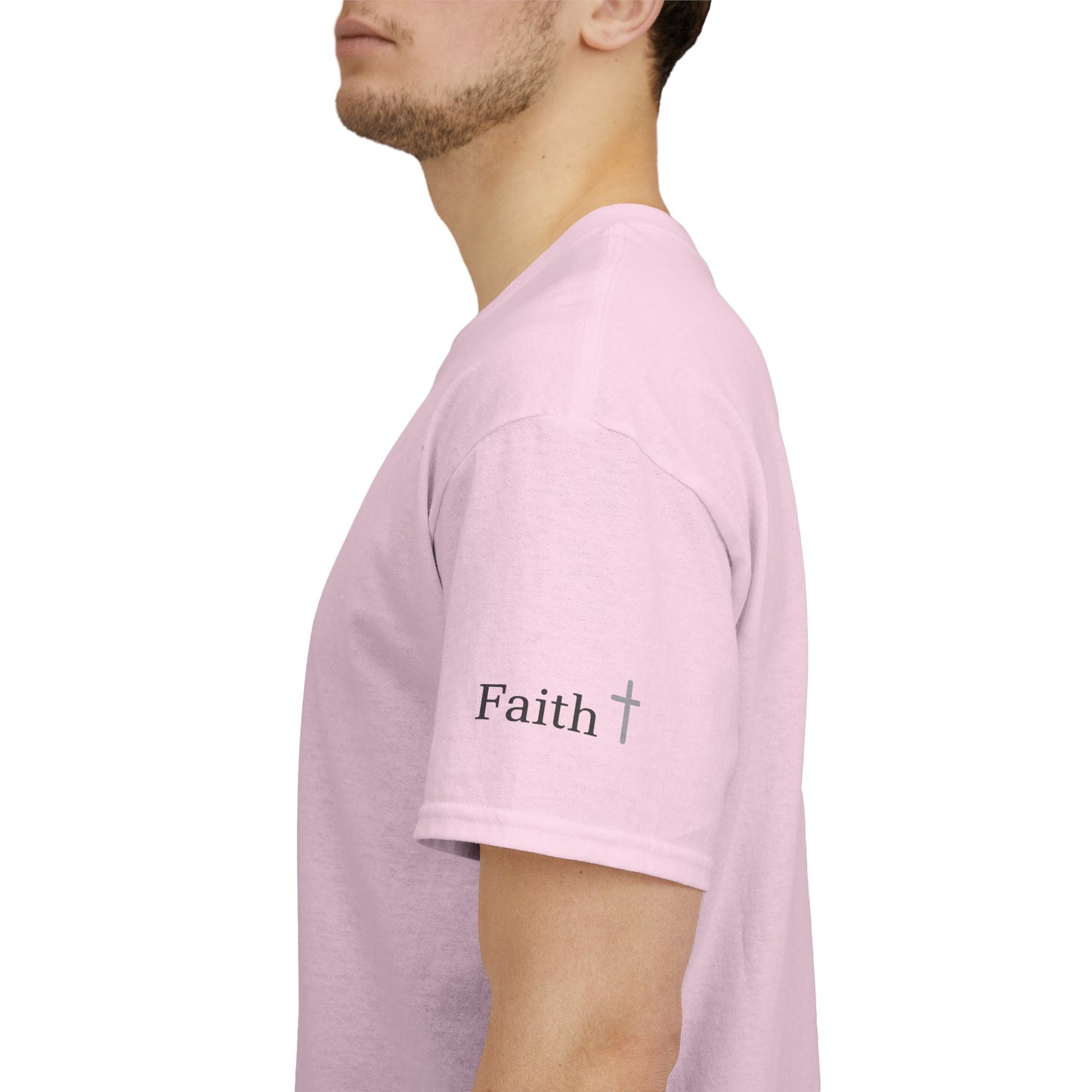 Faith Christian Heavy Cotton Tee with Cross Symbol – Unisex Inspirational T-Shirt