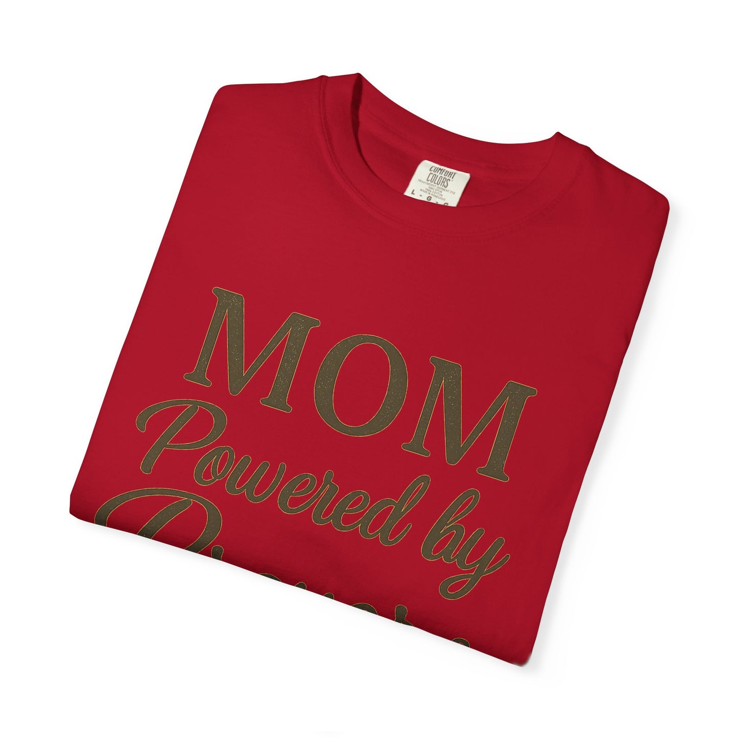 Mom Powered by Prayer & Coffee T-Shirt – Christian Faith Tee for Moms | Bold & Cozy Everyday Wear