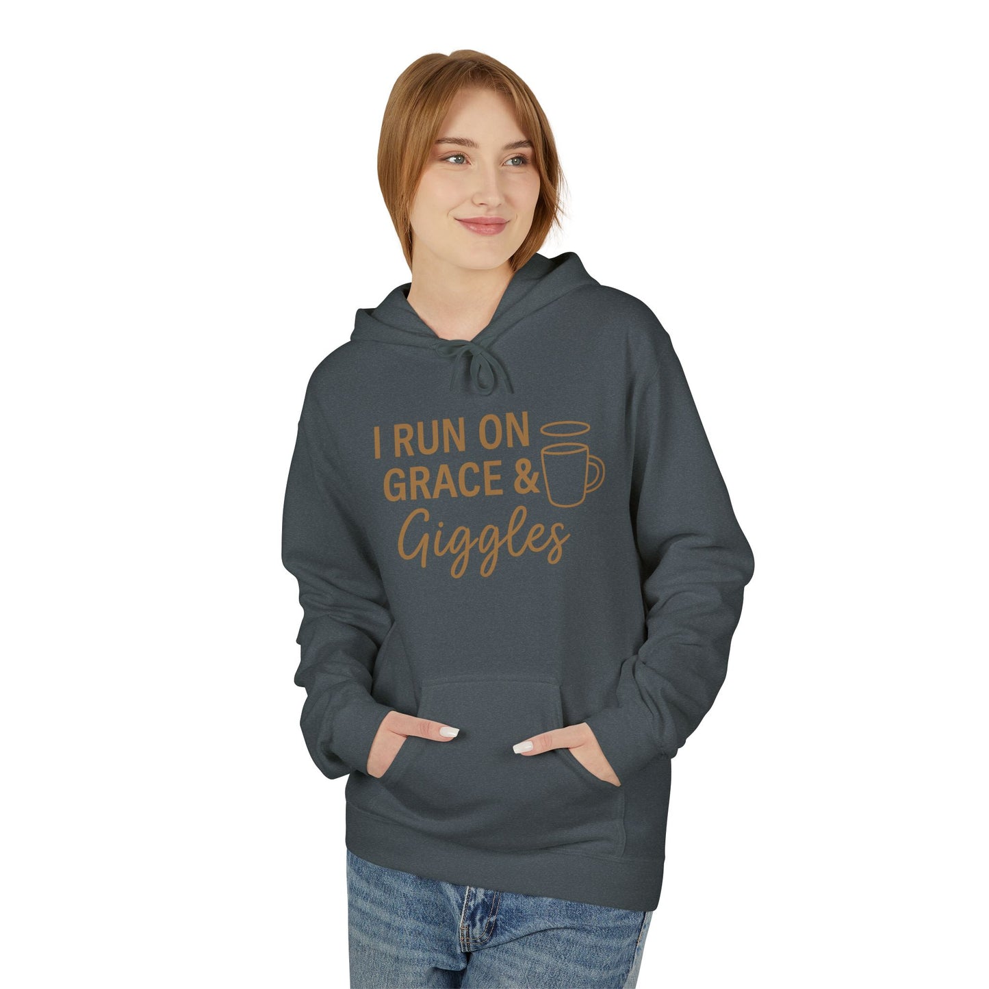 I Run on Grace and Giggles Hoodie – Funny Christian Sweatshirt for Joyful Believers.