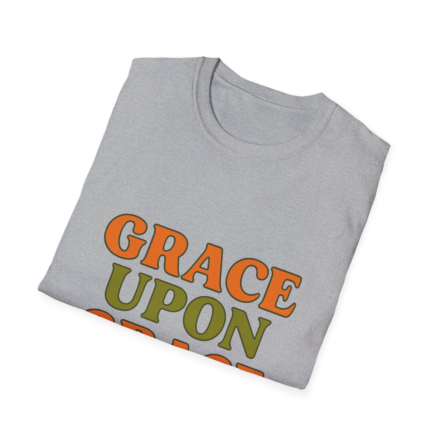 Grace Upon Grace Christian T-Shirt – Softstyle Jesus-Inspired Faith Tee for Women & Men.
