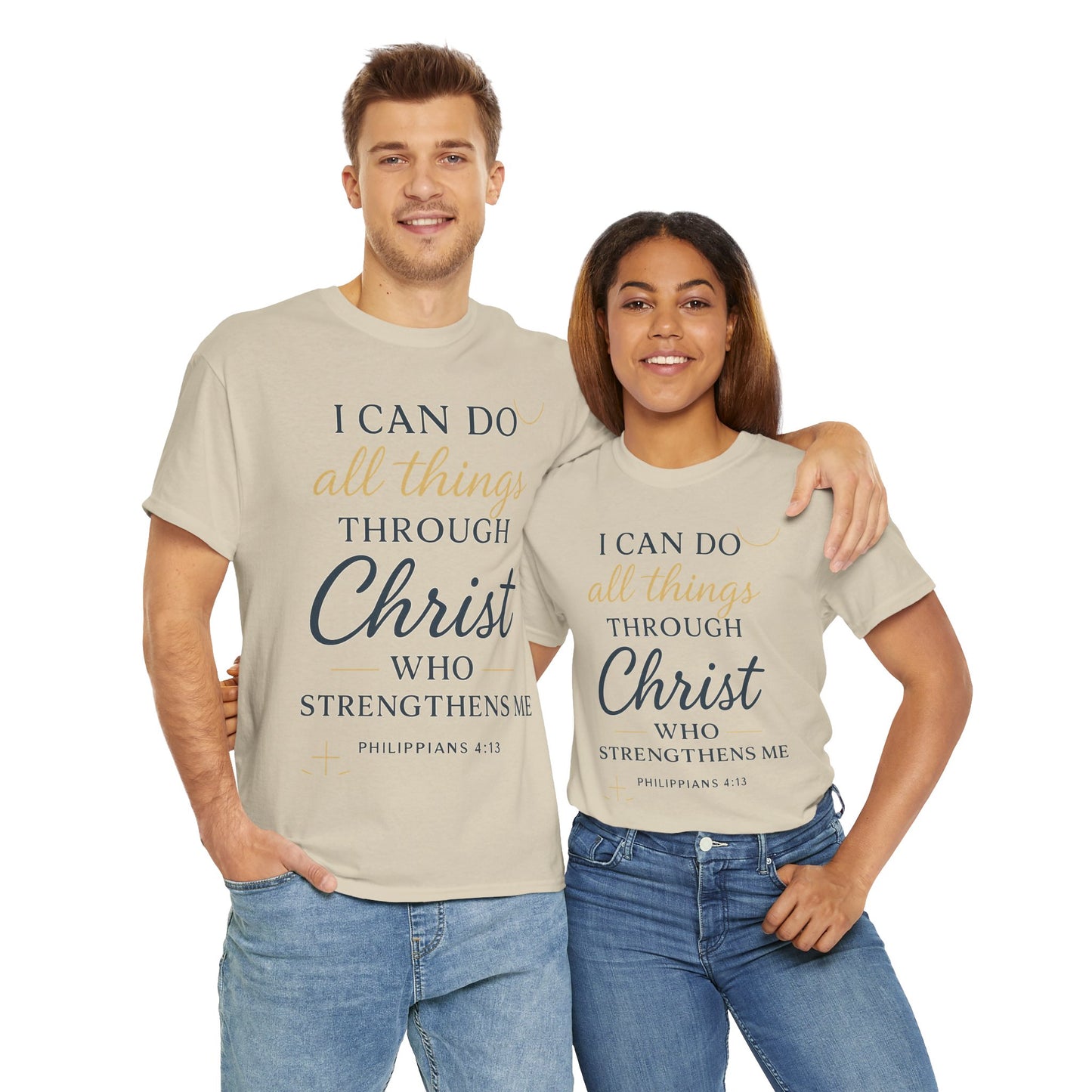Inspirational Christian T-Shirt, I can do all things through christ -Motivational Quote Tee, Faith-Based Apparel, Bible Verse Shirt, Perfect Gift for Believers