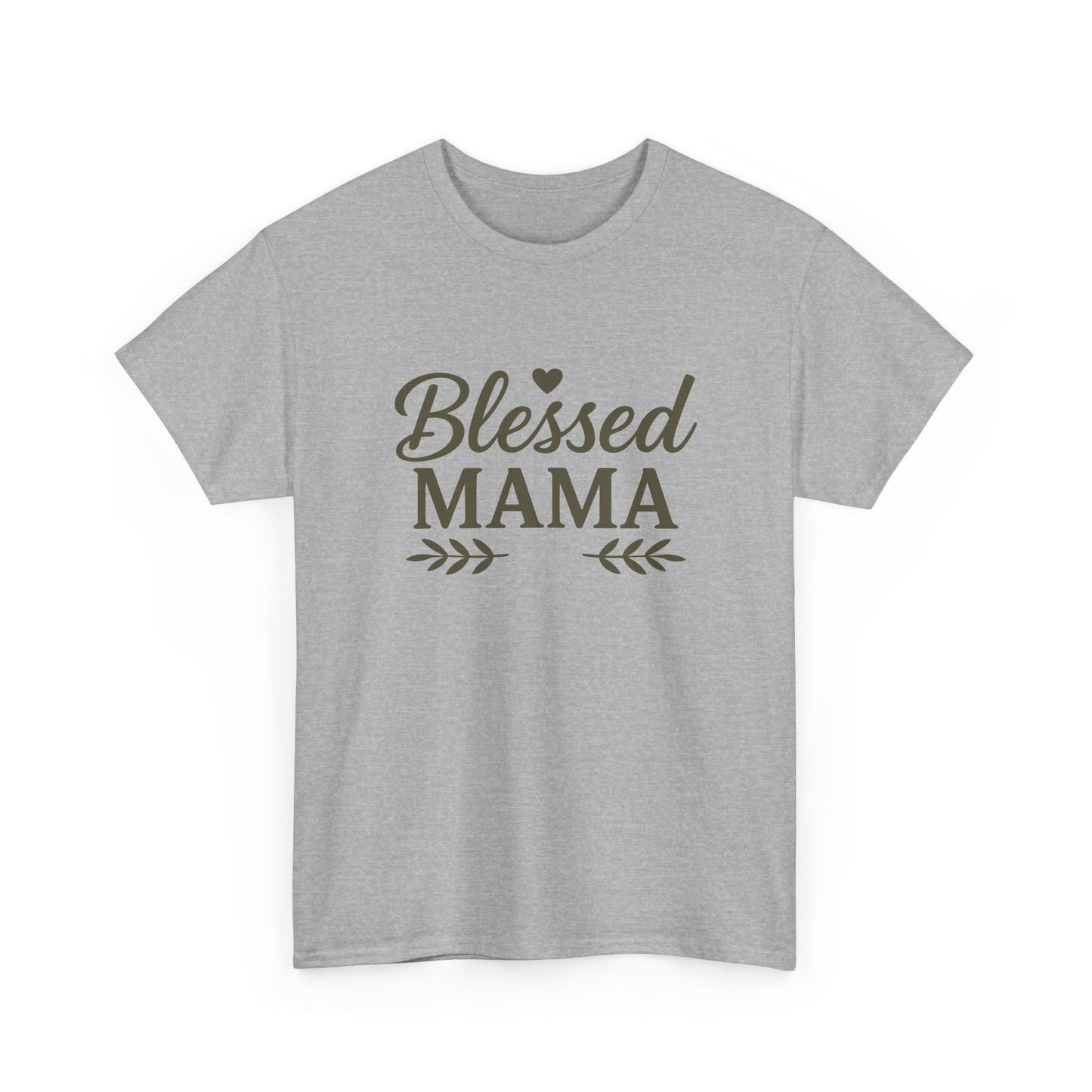 Blessed Mama Heavy Cotton Tee – Christian Faith Shirt for Moms | Soft & Stylish Everyday Wear