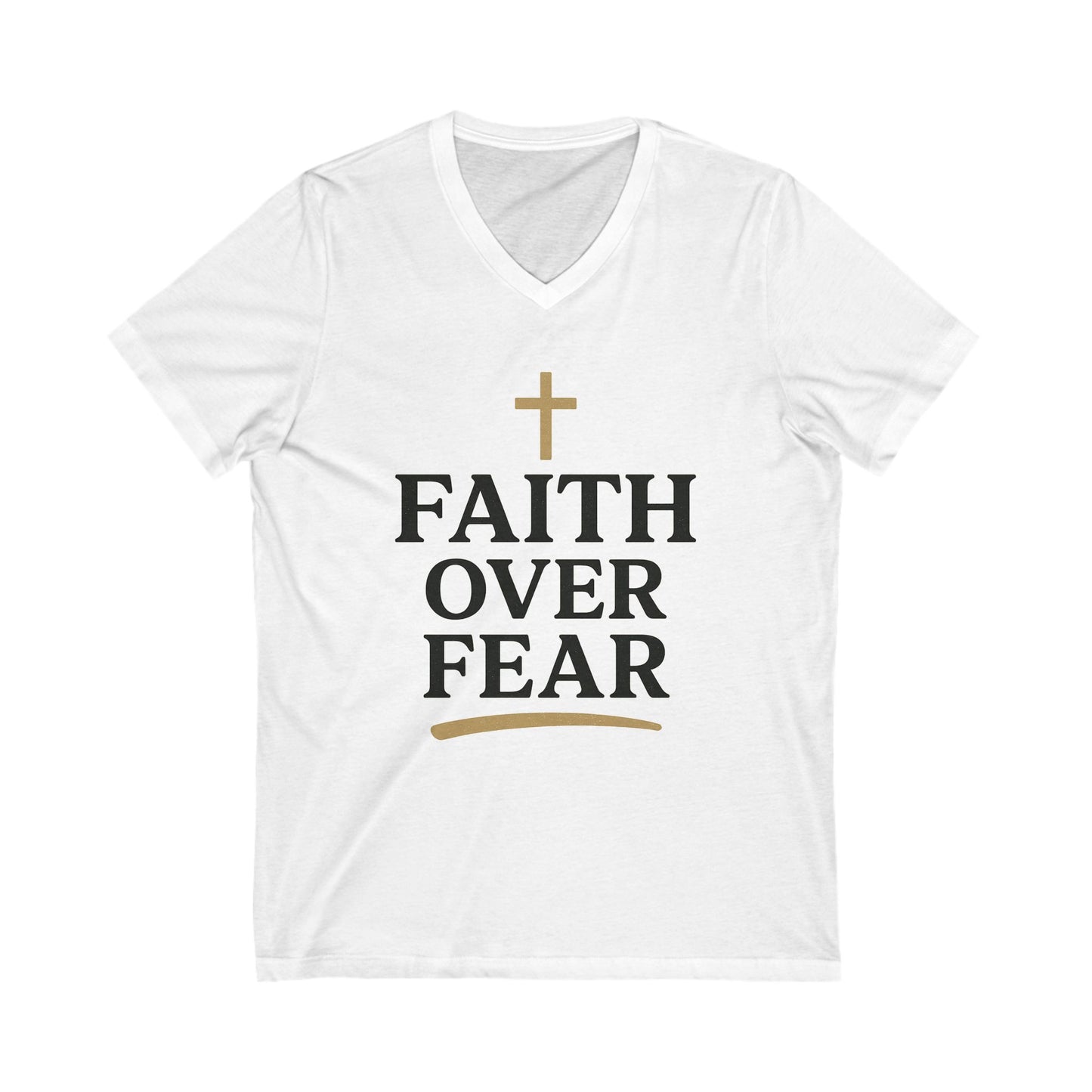 Faith Over Fear V-Neck Tee, Inspirational T-Shirt, Christian Apparel, Gift for Believers, Faith-Based Fashion, Daily Motivation