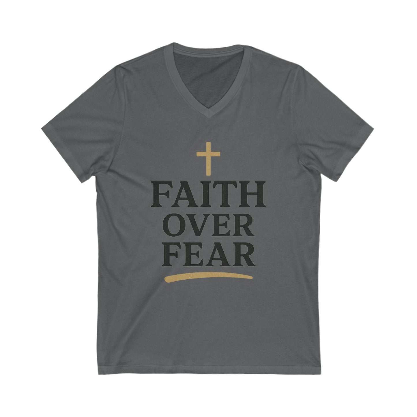 Faith Over Fear V-Neck Tee, Inspirational T-Shirt, Christian Apparel, Gift for Believers, Faith-Based Fashion, Daily Motivation