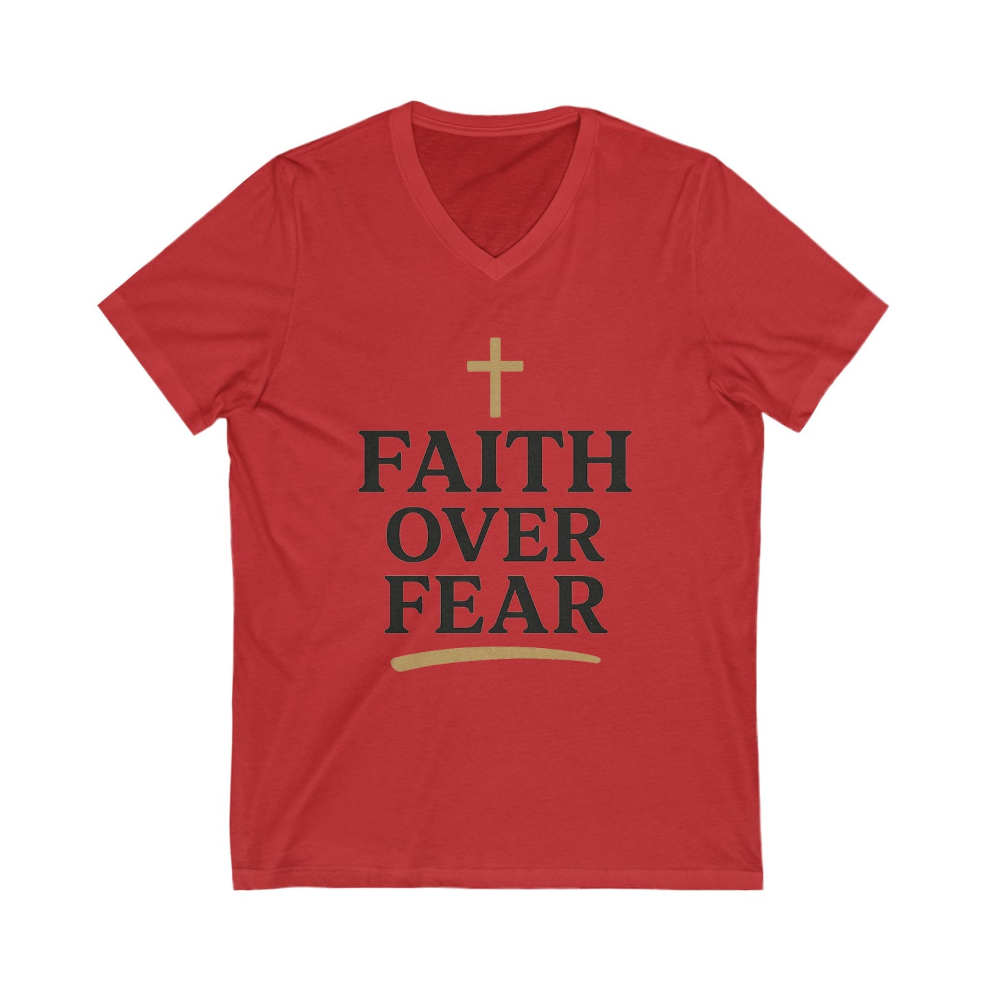 Faith Over Fear V-Neck Tee, Inspirational T-Shirt, Christian Apparel, Gift for Believers, Faith-Based Fashion, Daily Motivation