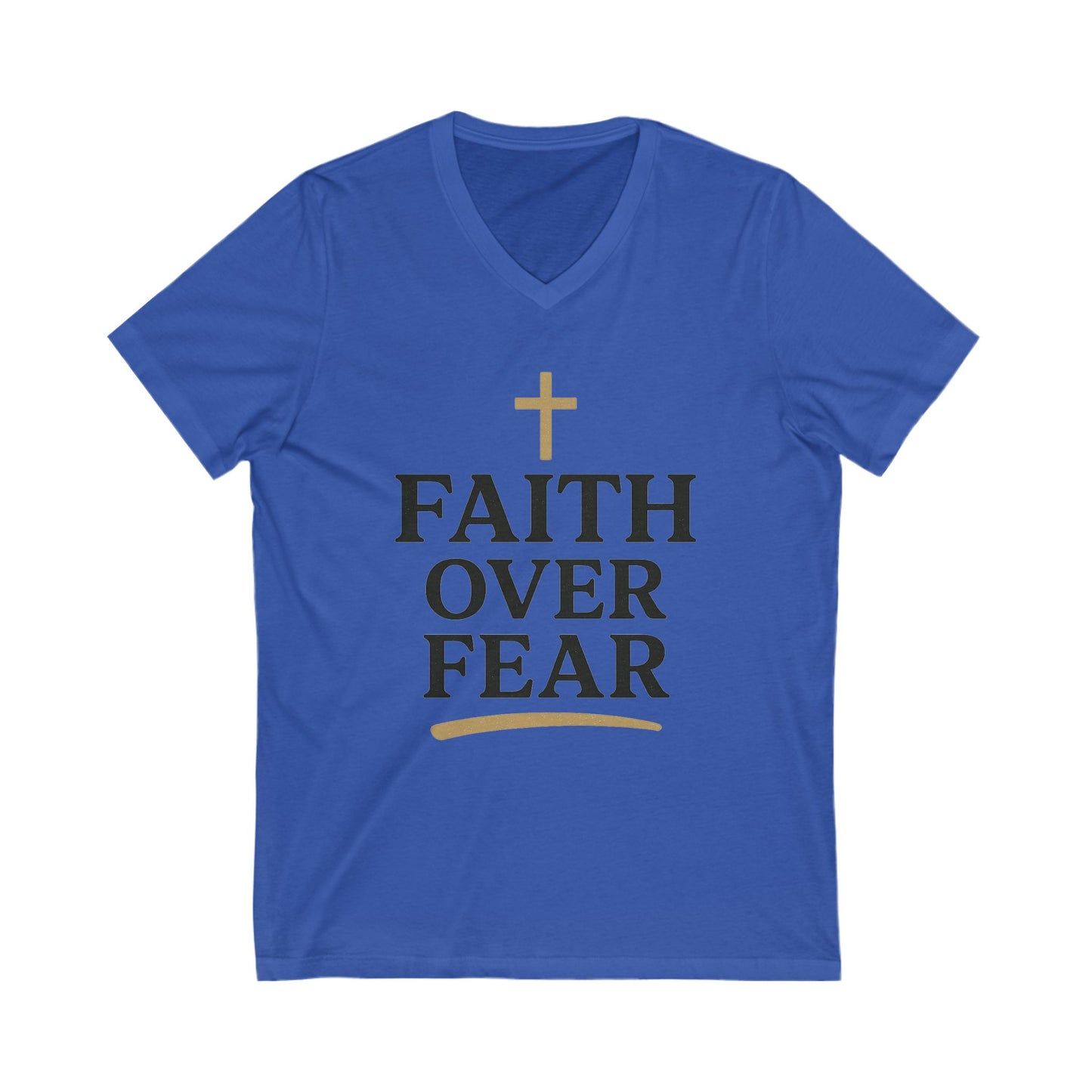 Faith Over Fear V-Neck Tee, Inspirational T-Shirt, Christian Apparel, Gift for Believers, Faith-Based Fashion, Daily Motivation
