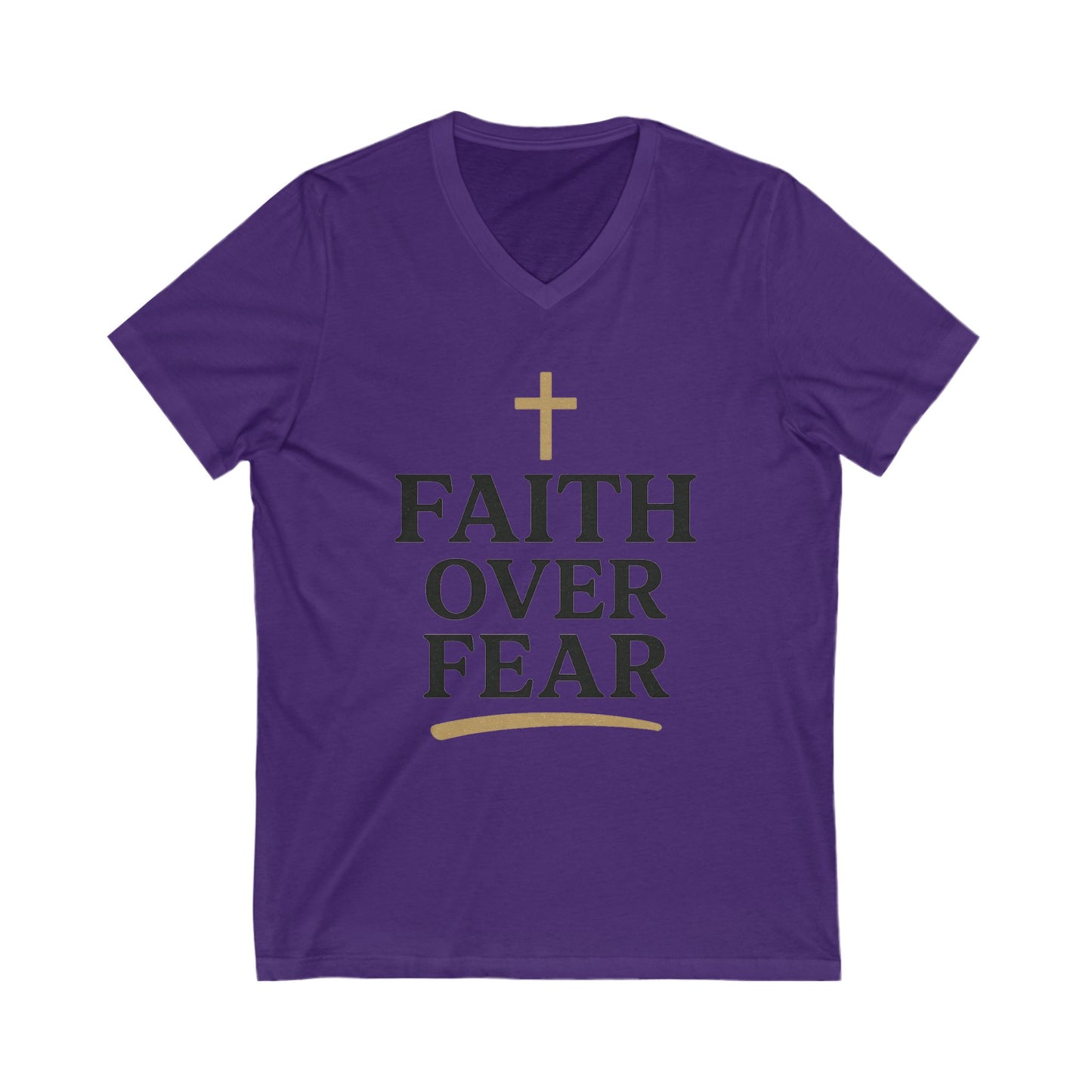 Faith Over Fear V-Neck Tee, Inspirational T-Shirt, Christian Apparel, Gift for Believers, Faith-Based Fashion, Daily Motivation