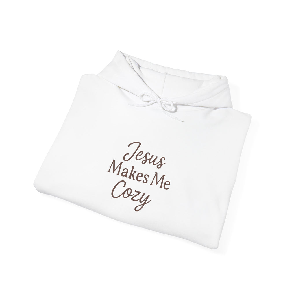 Jesus Makes Me Cozy Hooded Sweatshirt | Christian Faith Hoodie | Lexad Designs I Comfort Pullover