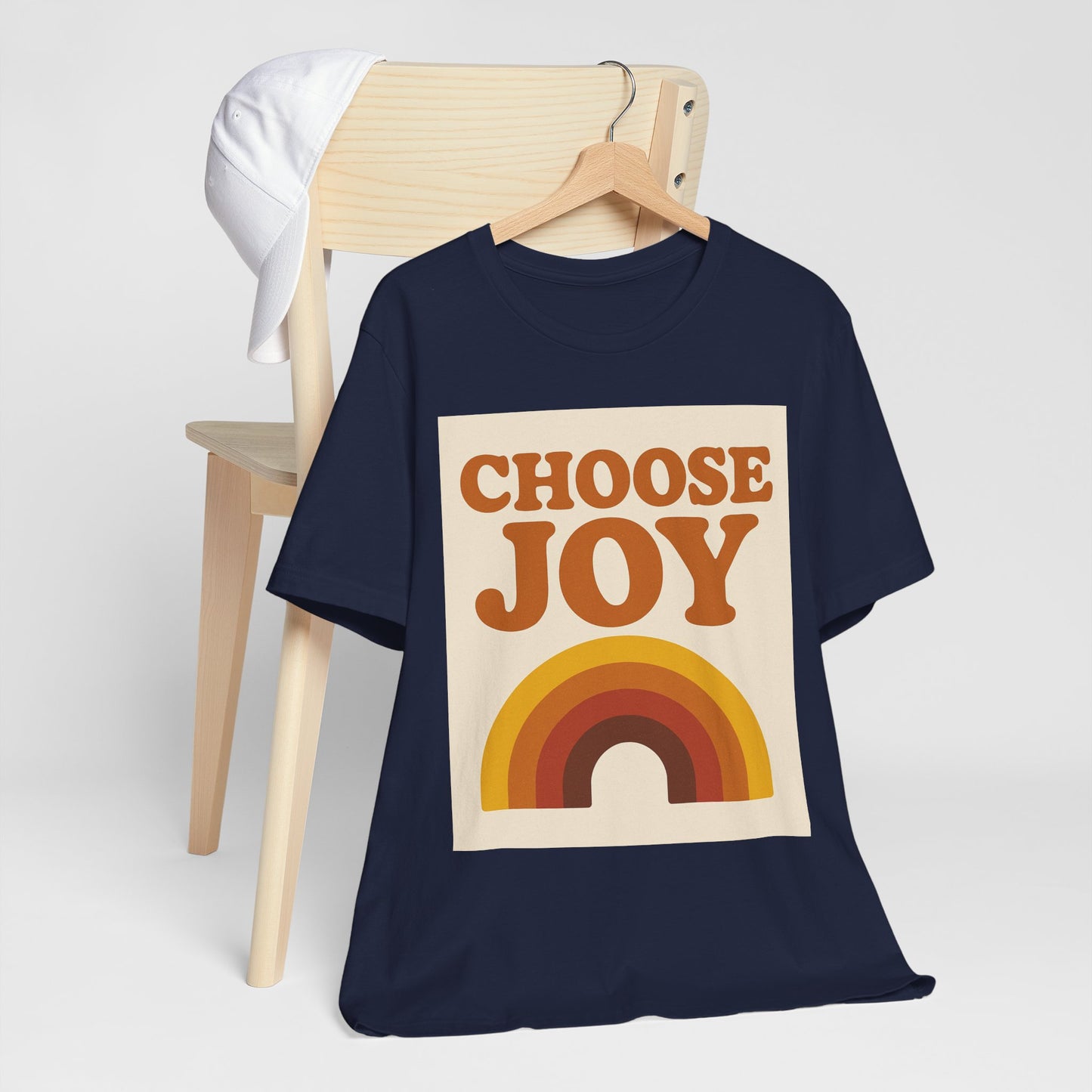 Retro Rainbow Choose Joy Tee, Unisex T-Shirt, Positive Vibes Shirt, Gift for Her, Summer Clothing, Joyful Apparel