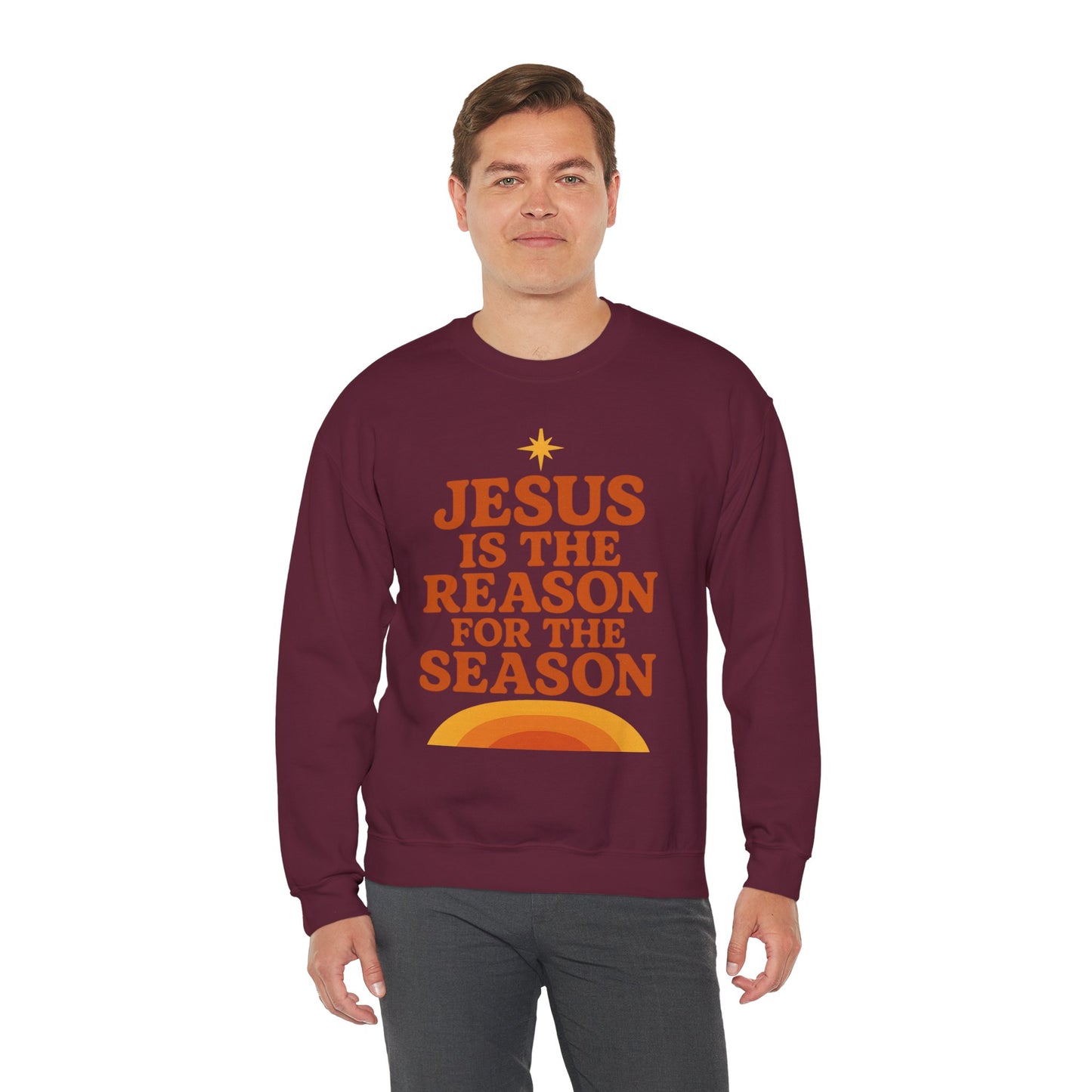 Jesus Is the Reason for the Season – Retro Unisex Christian Christmas Sweatshirt